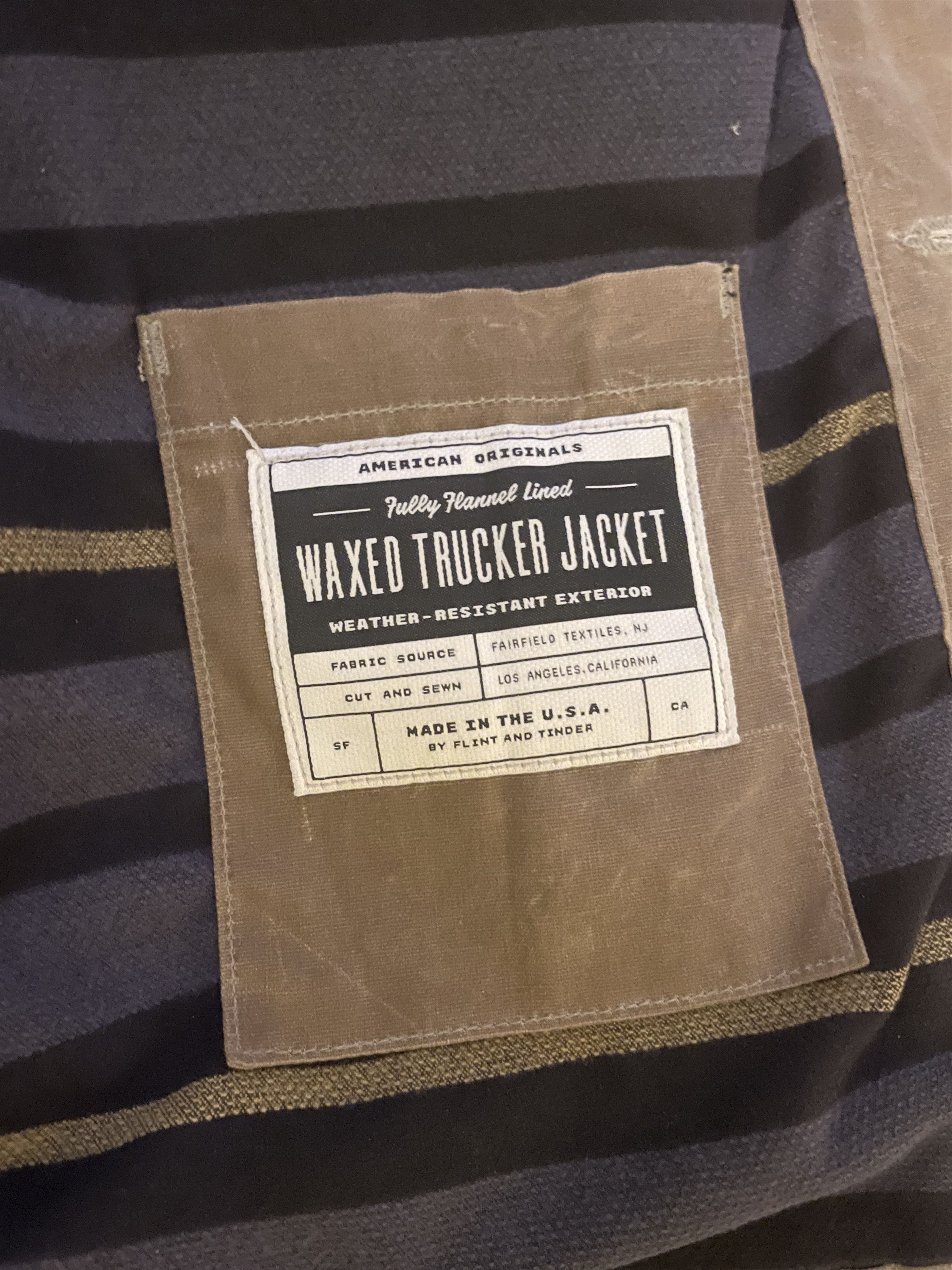 Flint And Tinder Flannel-Lined Waxed Trucker Jacket Size US M / EU 48-50 / 2 - 4 Thumbnail