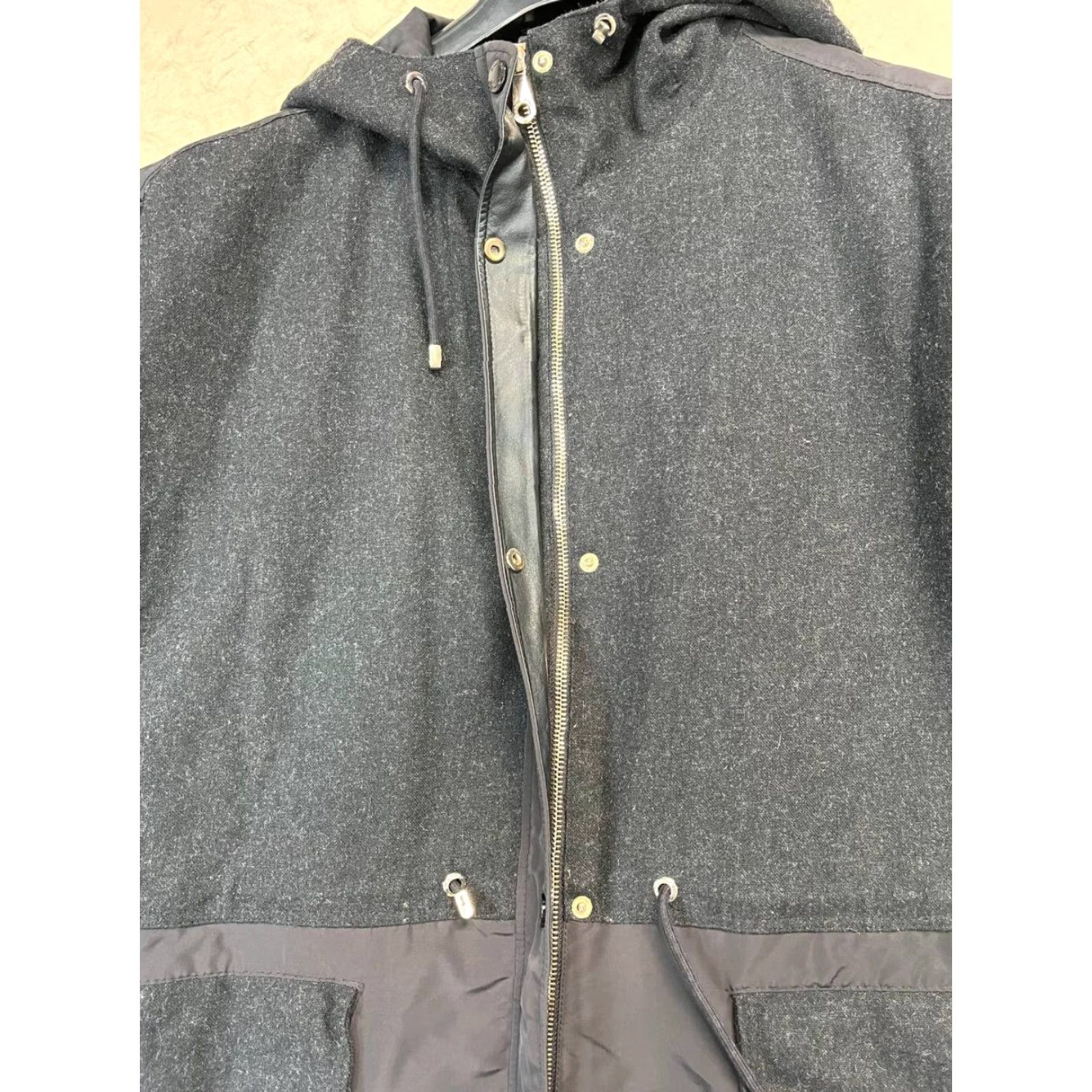 Massimo Dutti Massimo Dutti Parka Coat Wool Blend Womens Large Black Hood Quilted Lined Coat Size L / US 10 / IT 46 - 7 Thumbnail