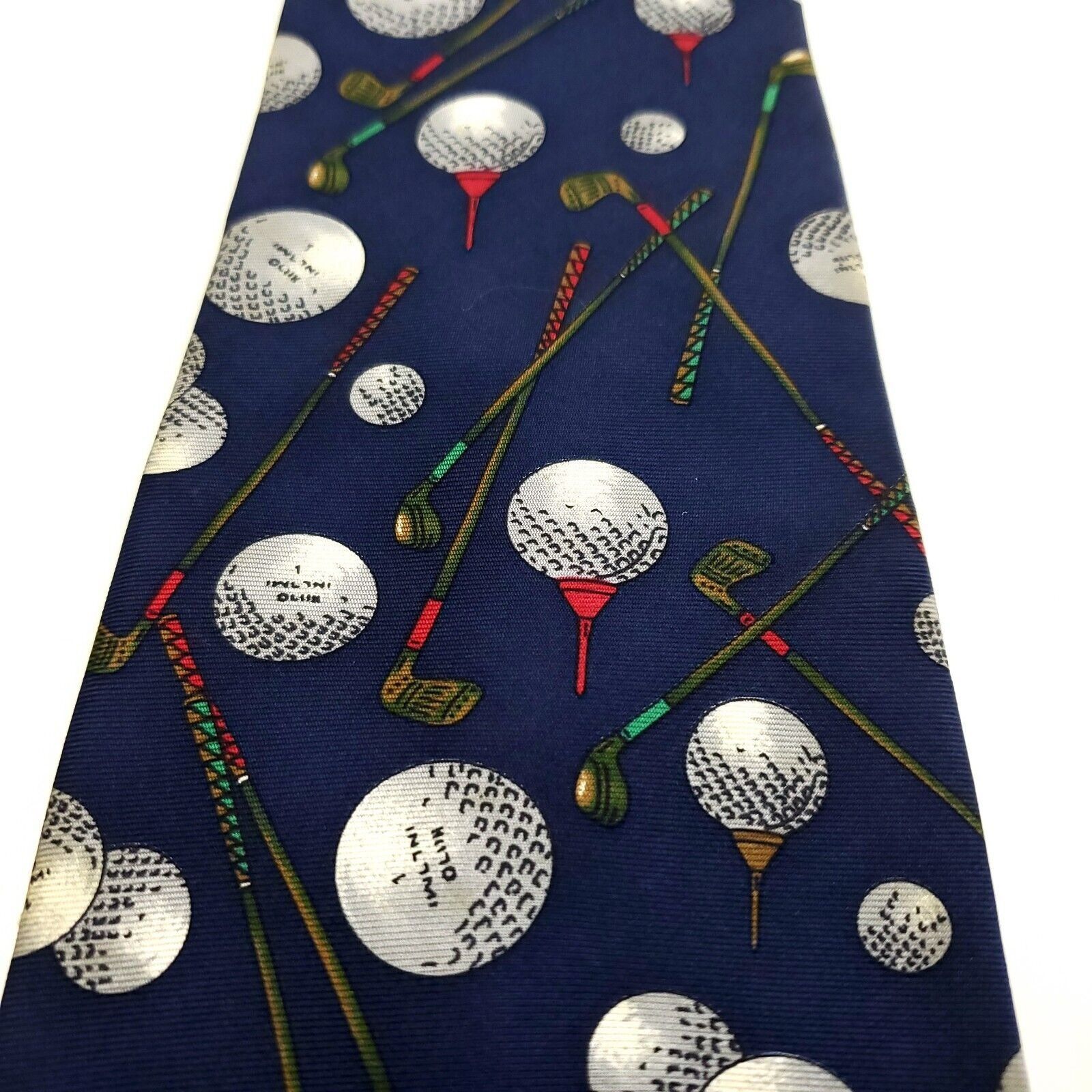 Designer Rooster Golf Print Blue Silk Tie Short Wide Size ONE SIZE - 2 Thumbnail