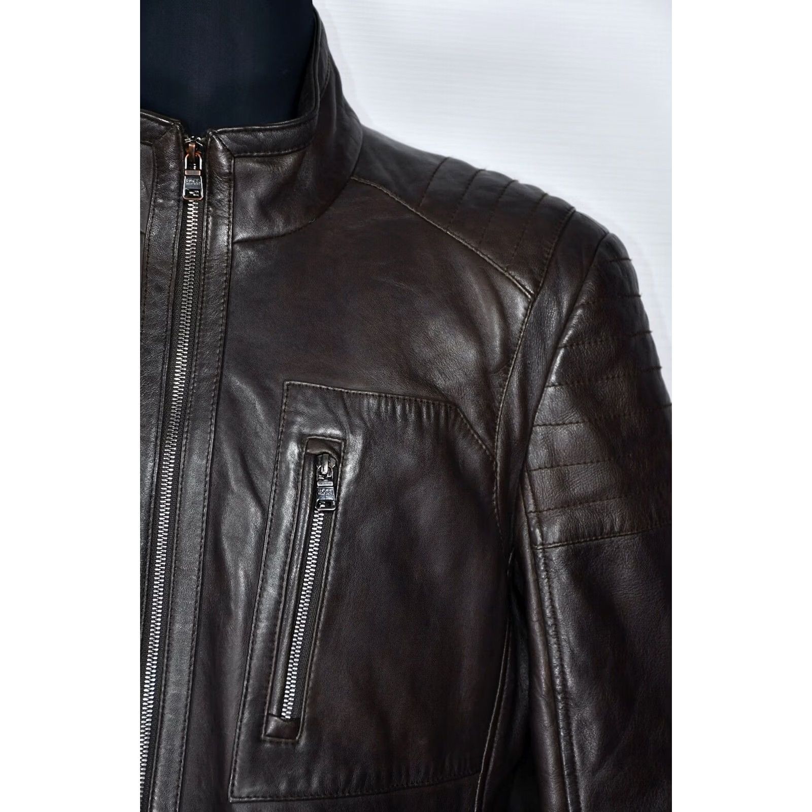 Hugo Boss HUGO BOSS Gentin Leather Jacket Brown 44R Jacket Mens 44R Leather Brown Casual Fall Winter Spring Vintage No Size US S / EU 44-46 / 1 - 7 Thumbnail