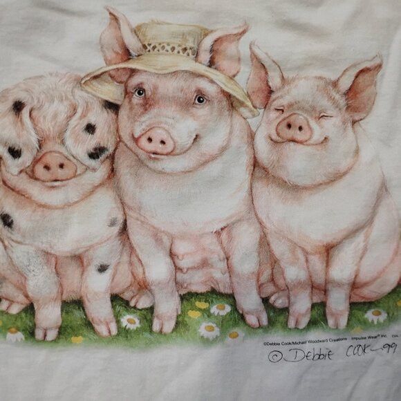 Delta Vintage Pigs Cottage Core Granny T-Shirt Super Cute Size US L / EU 52-54 / 3 - 1 Thumbnail