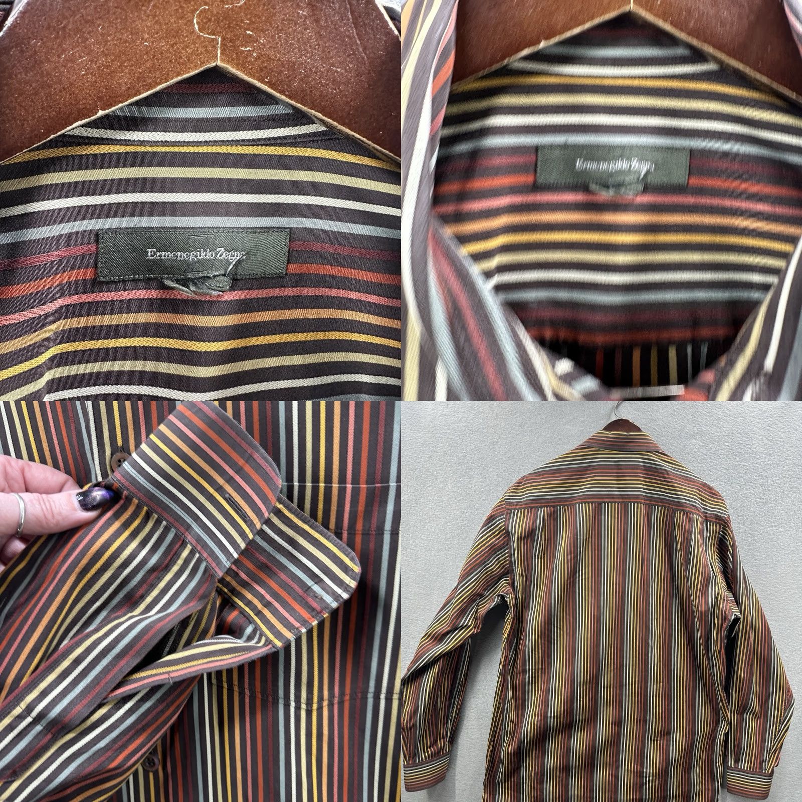 Ermenegildo Zegna Ermenegildo Zegna Dress Shirt Mens XL Striped Cotton Preppy Hipster Red Modern Classic Shirt Mens XL Stripe Cotton Zegna Size 46R - 8 Thumbnail