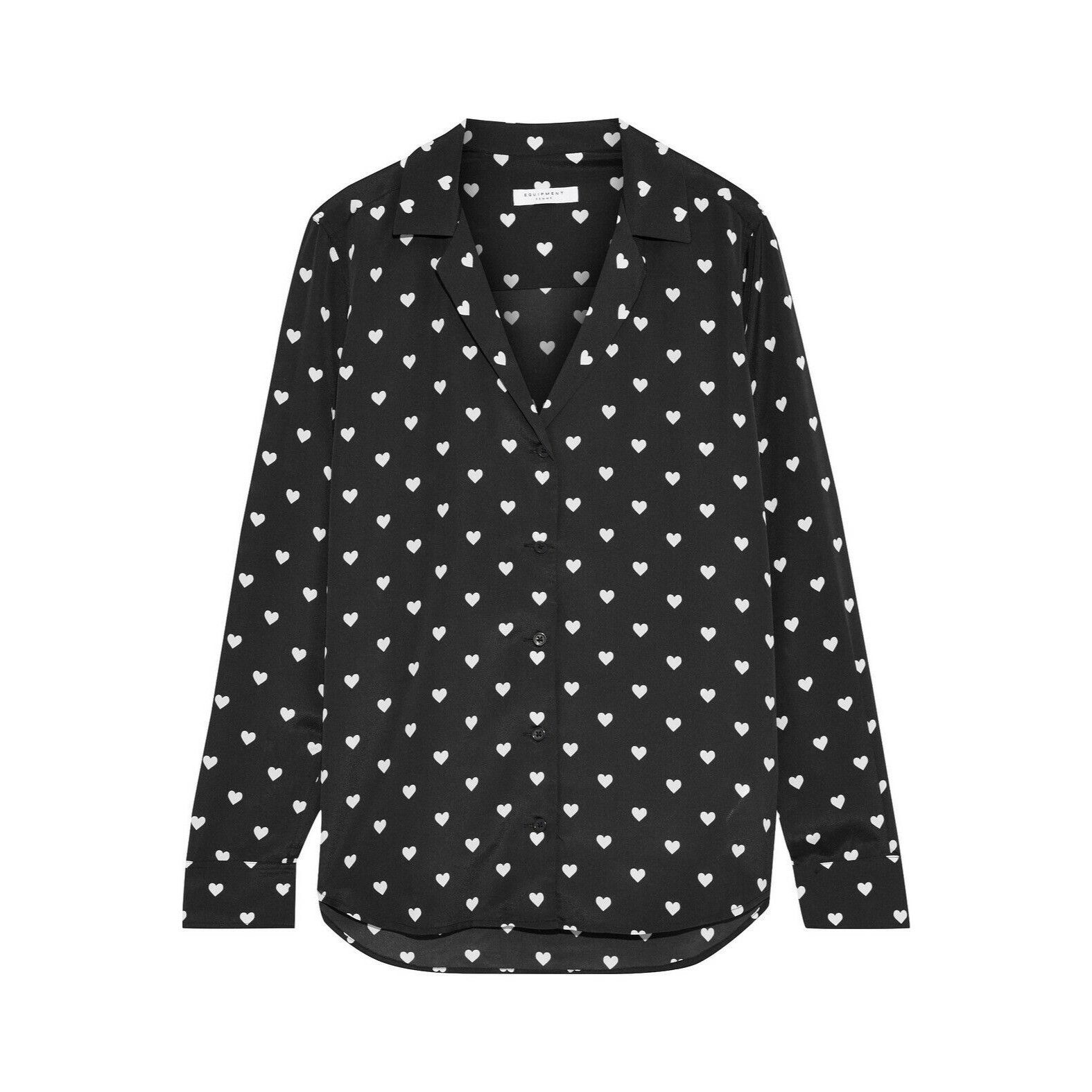 Equipment Equipment Adalyn Black Heart Print Button-Up Shirt Size S / US 4 / IT 40 - 2 Thumbnail