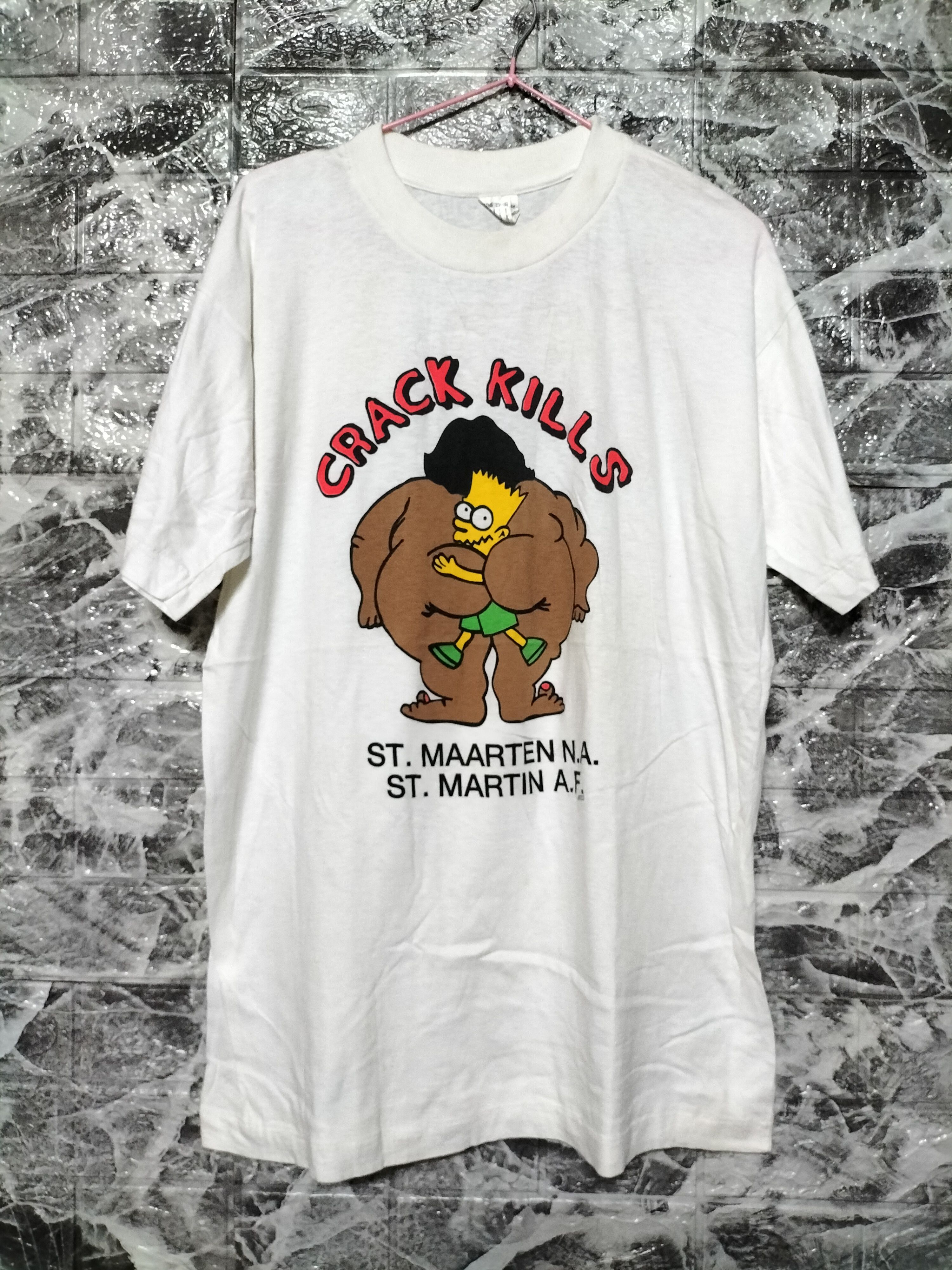 The Simpsons Vintage 90s The Simpson Crack Kill Funny Thin Fabric Size US XL / EU 56 / 4 - 2 Thumbnail