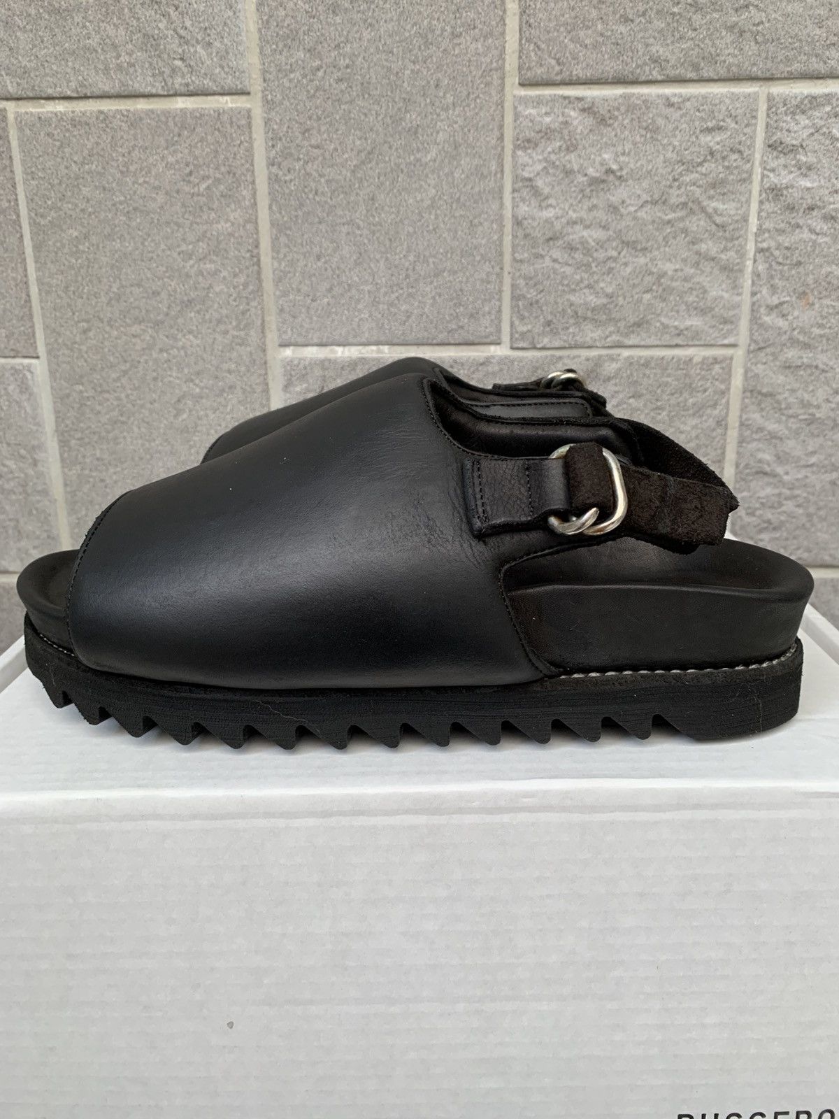 Guidi BRK04 BLACK WIDE BAND FLAT SANDALS Size US 11 / EU 44 - 6 Thumbnail