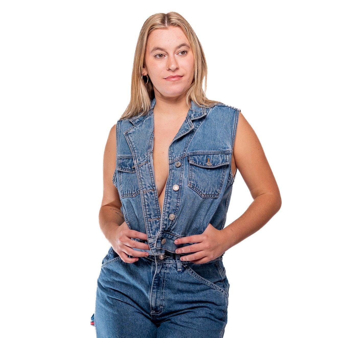 Levi's Levi Denim Jean Vest Size M / US 6-8 / IT 42-44 - 3 Thumbnail