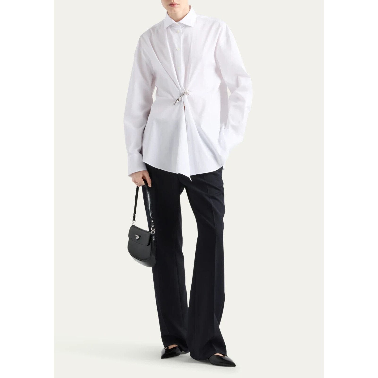 Prada PRADA DNA634 WHITE LONG SLEEVE FORMAL POPLINE BLOUSE 36 2 Size XS / US 0-2 / IT 36-38 - 1 Thumbnail