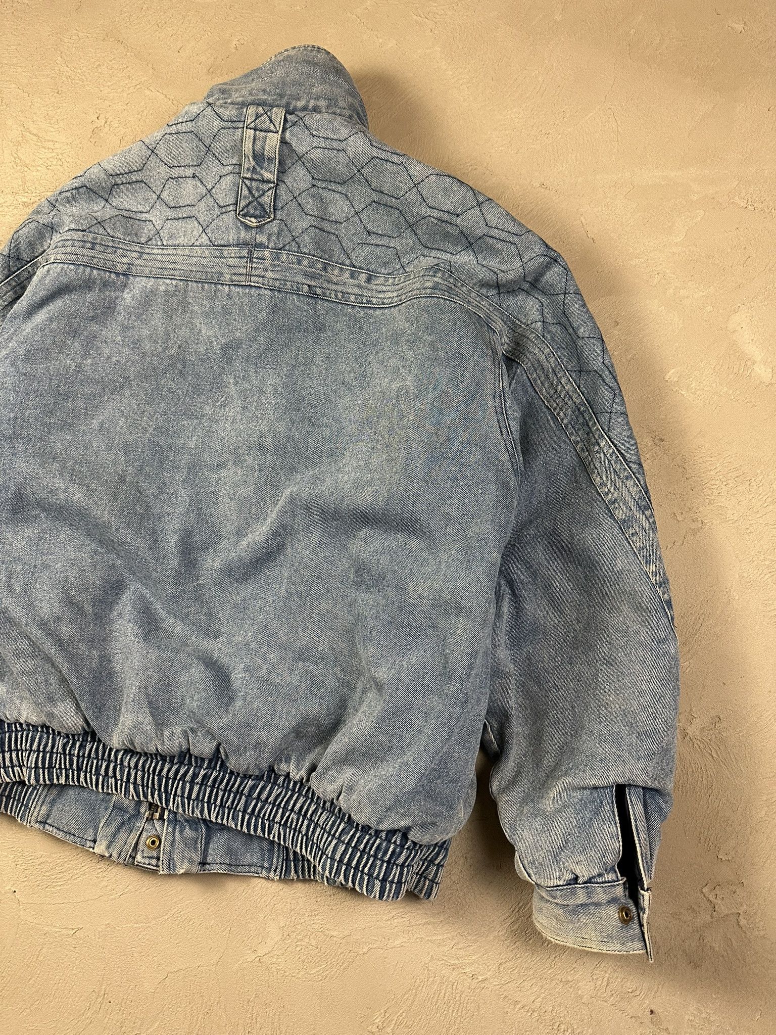 Vintage 80s Avant Garde Denim Sherpa Military Bomber Boxy Jacket Size US L / EU 52-54 / 3 - 13 Thumbnail
