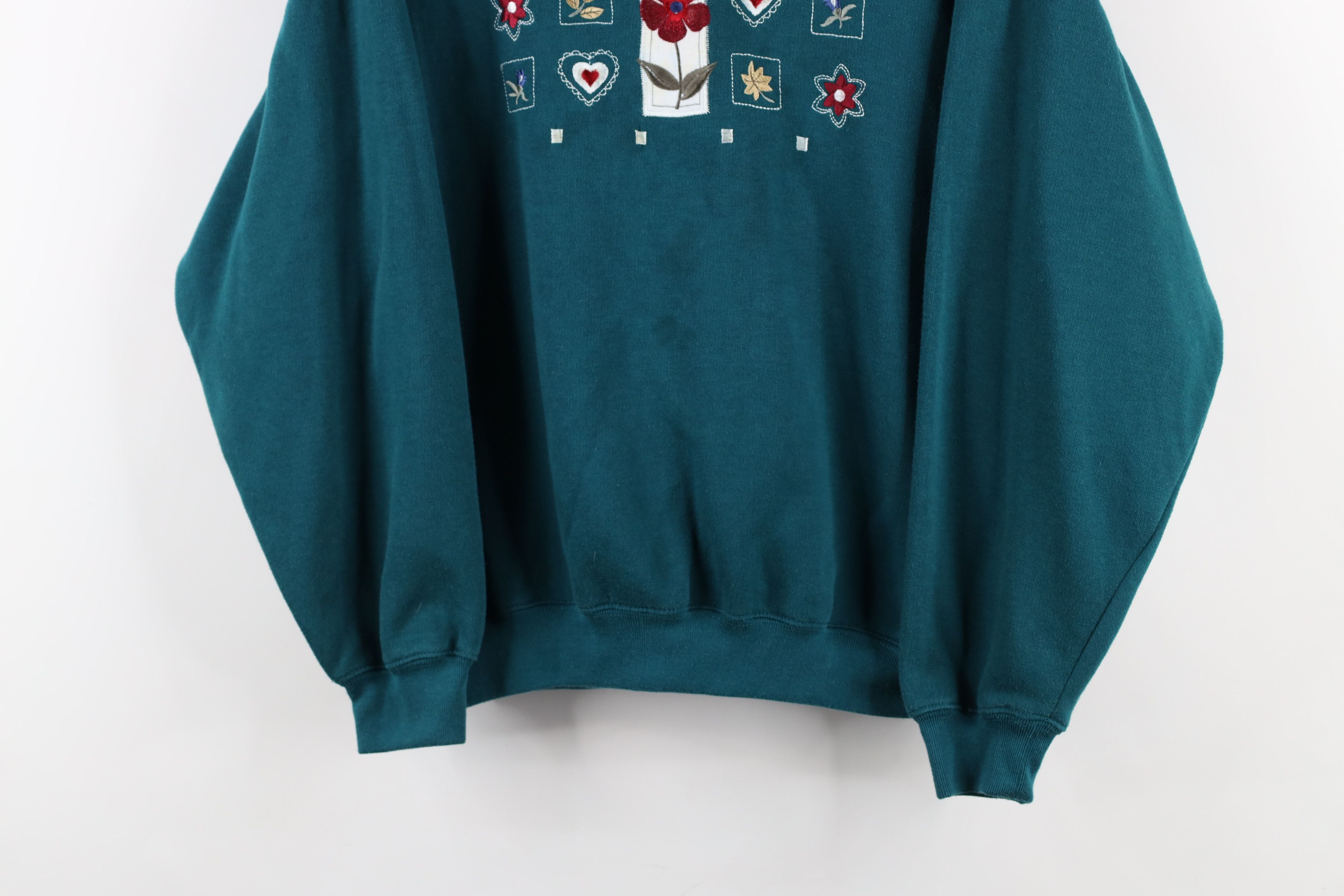 Vintage Vintage 90s Streetwear Flower Heart Collared Sweatshirt Size S / US 4 / IT 40 - 3 Thumbnail