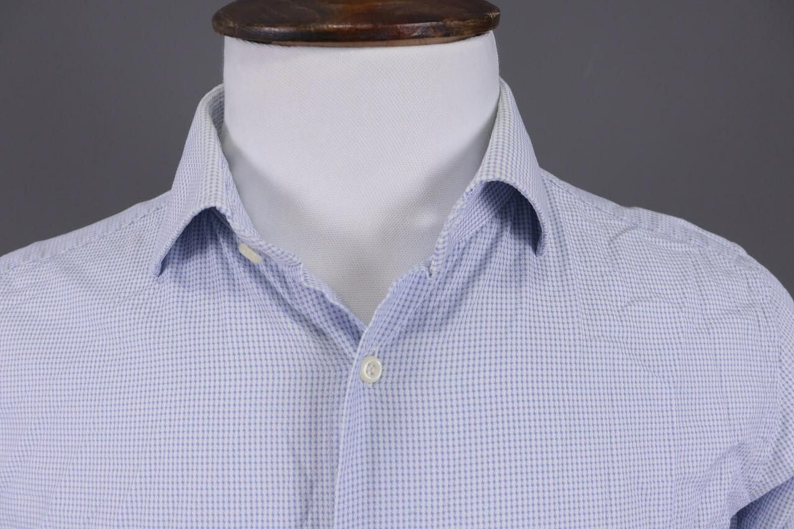 Designer Boggi Milano Tailored Fit Blue Button Down Shirt 41 / 16 Size US M / EU 48-50 / 2 - 5 Thumbnail