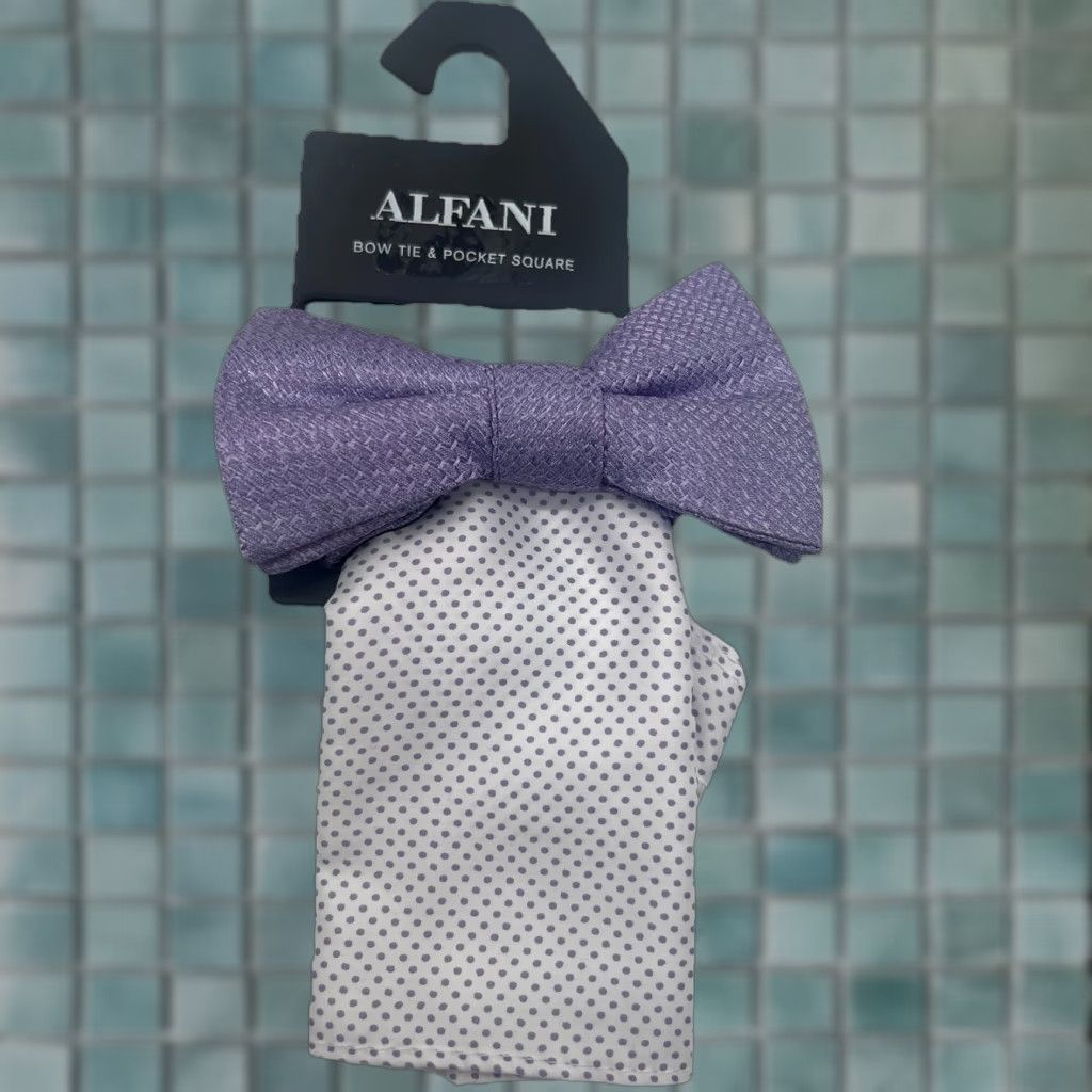 Alfani Alfani Men's Bow Tie & Solid Pocket Square Set NWT Purple Bow Tie Pocket Square 2 Piece One Size Mens Accessories Size ONE SIZE - 1 Thumbnail