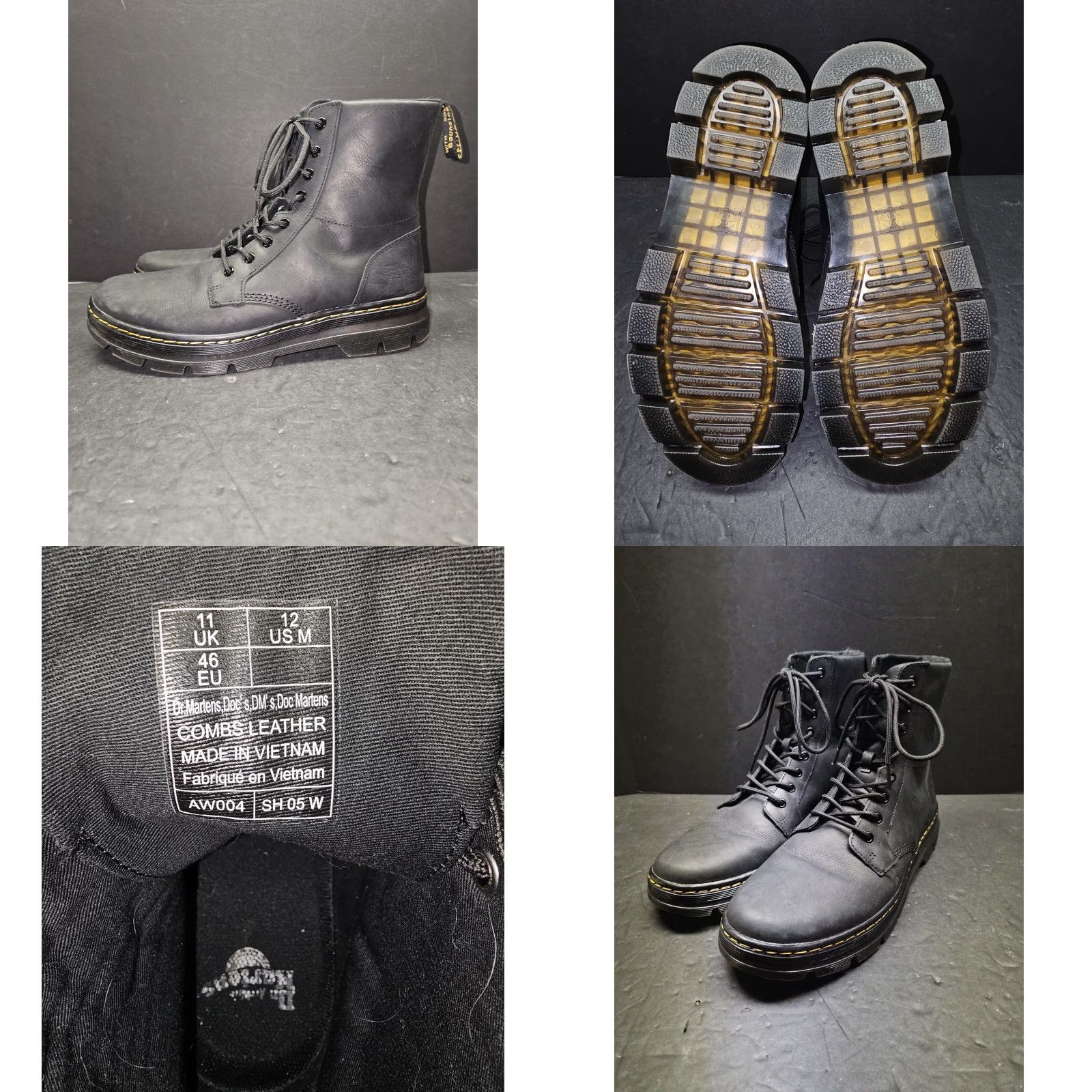 Dr. Martens Dr. Martens Combat Boots Mens Size US 12 Black Leather AirWair Combs 1460 90s Punk Gothic Slip Resistant Workwear Casual Boots Size US 12 / EU 45 - 8 Thumbnail