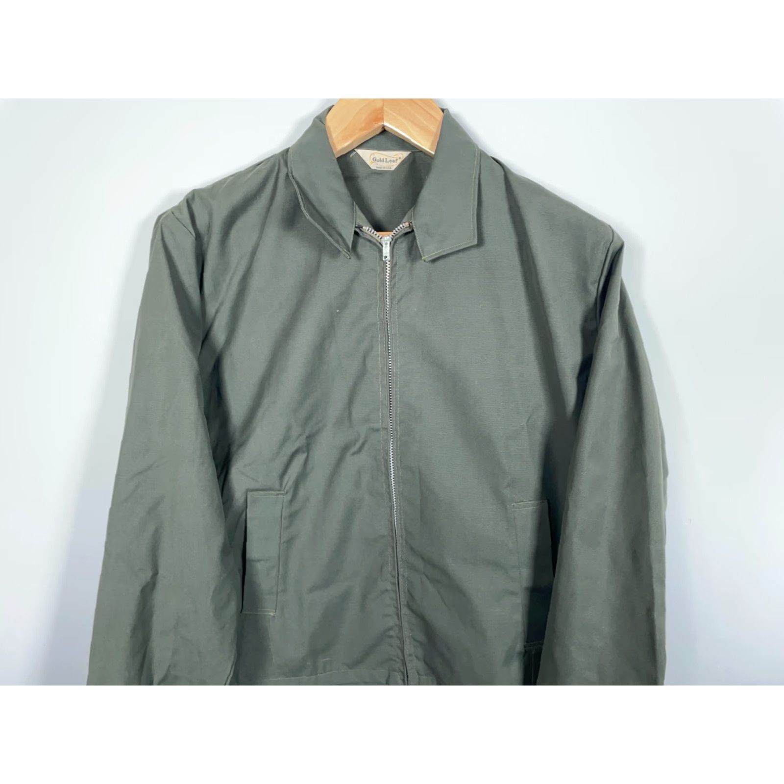 Vintage Vintage Gold Leaf Men's Large Green 60s Simco Boxy Fit Work Jacket Zip Front Full Lightweight Pockets Unlined USA Made Size US L / EU 52-54 / 3 - 4 Thumbnail