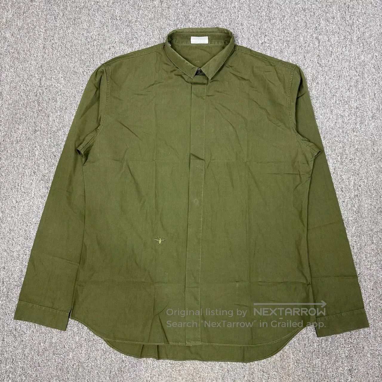 Dior Homme Green CD Logo Long Sleeve Shirt.