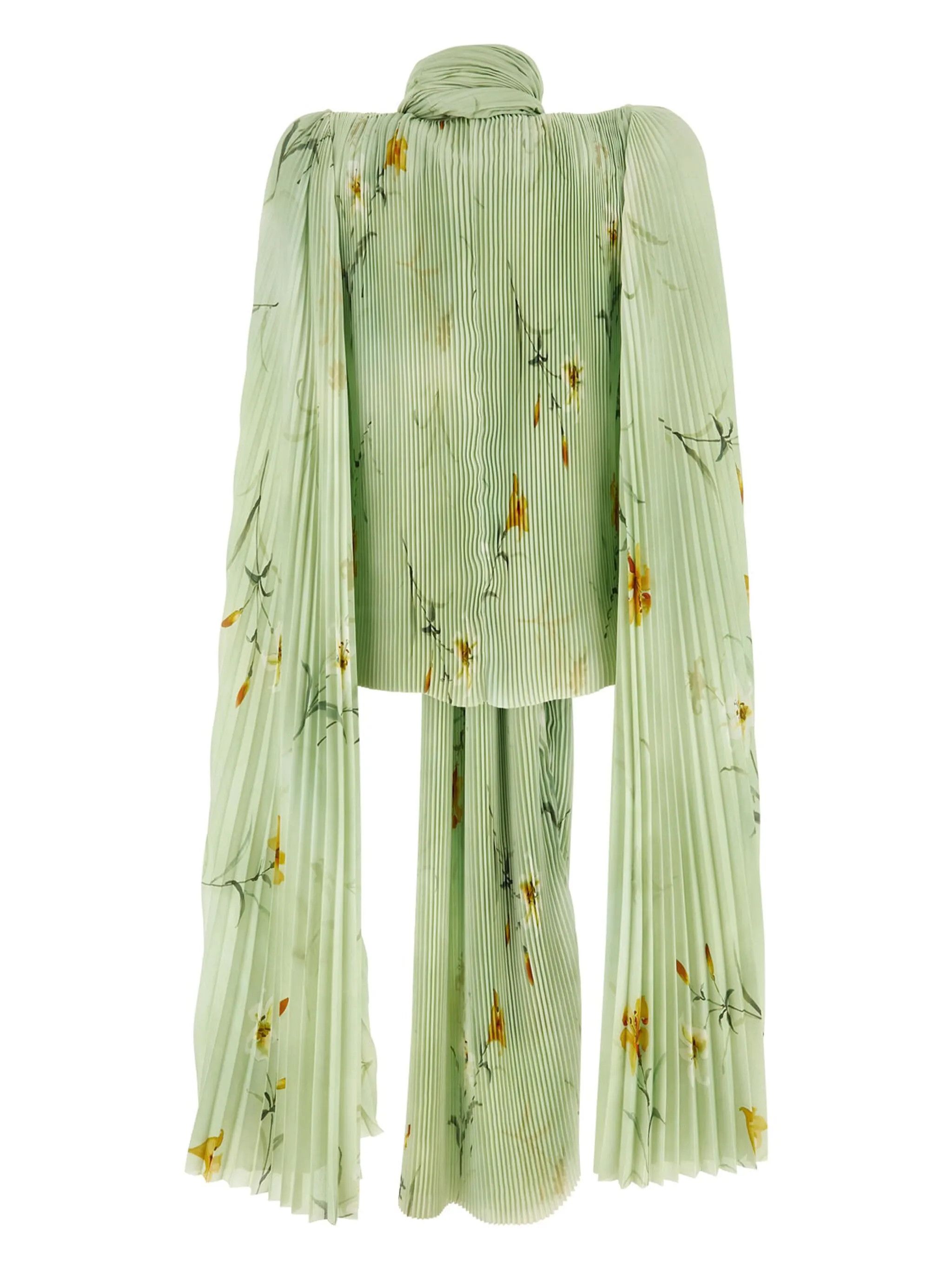 Balenciaga o1y0625 Floral-Print Blouse in Light Green Size S / US 4 / IT 40 - 2 Thumbnail