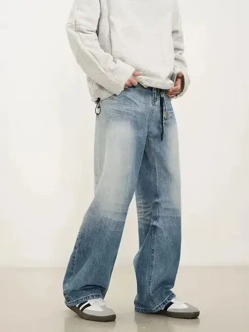 Vintage loose washed faded baggy gradient jeans Size US 32 / EU 48 - 3 Thumbnail