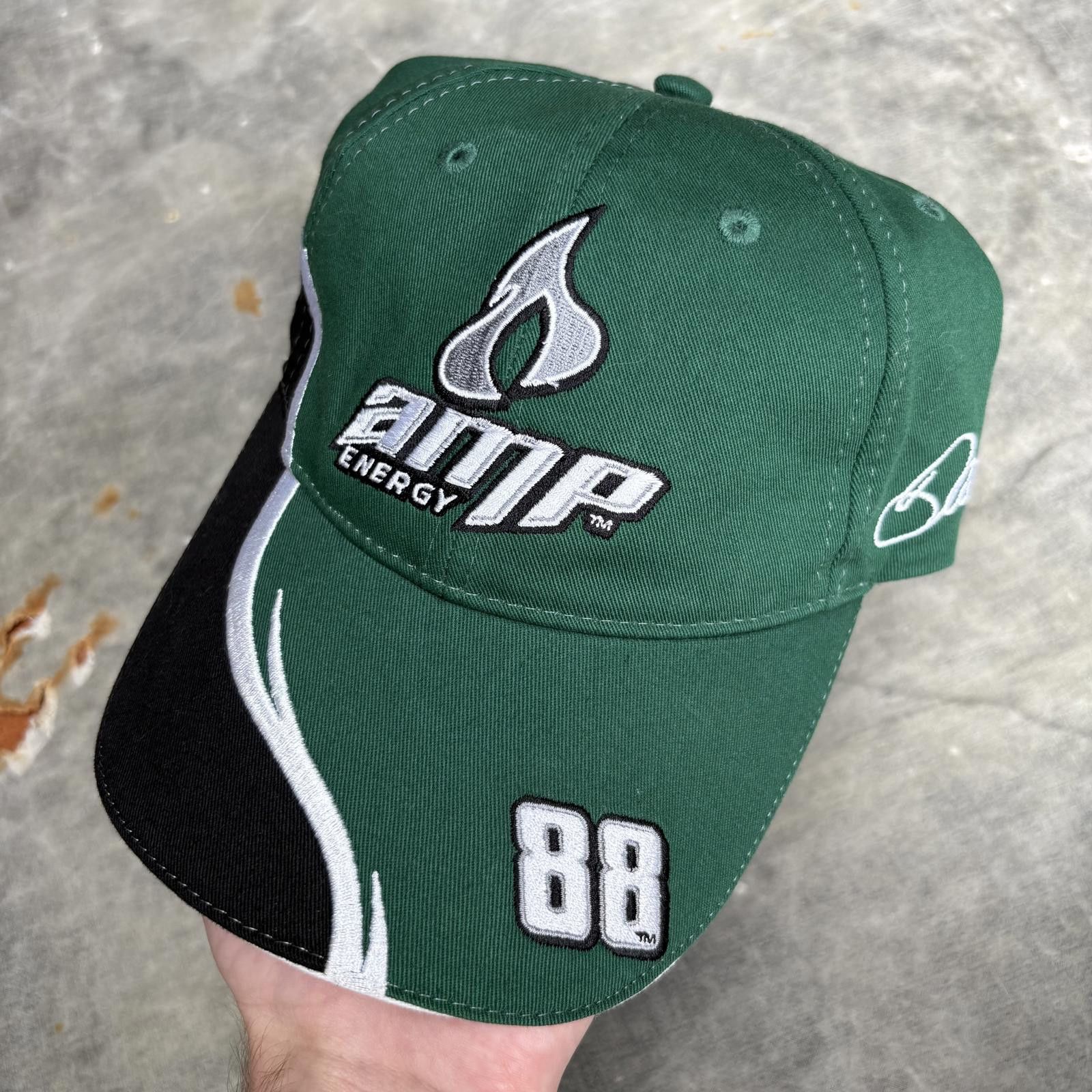 NASCAR × Vintage Vintage Y2K Dale Earnhardt Junior Fire Green NASCAR Hat Size ONE SIZE - 1 Thumbnail
