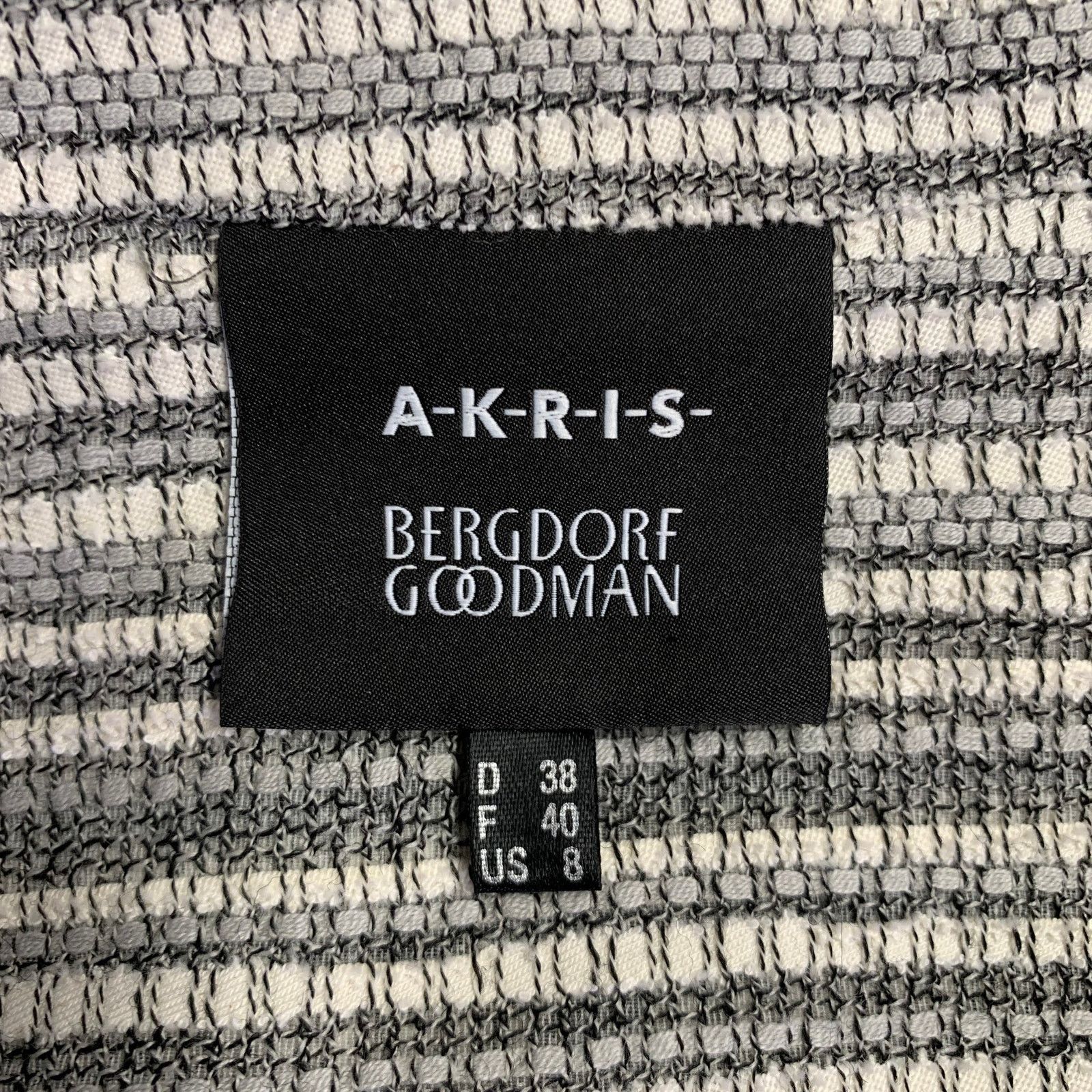 Akris AKRIS Size 8 Grey White Cotton Wool Stripe Open Front Jacket Size M / US 6-8 / IT 42-44 - 6 Thumbnail