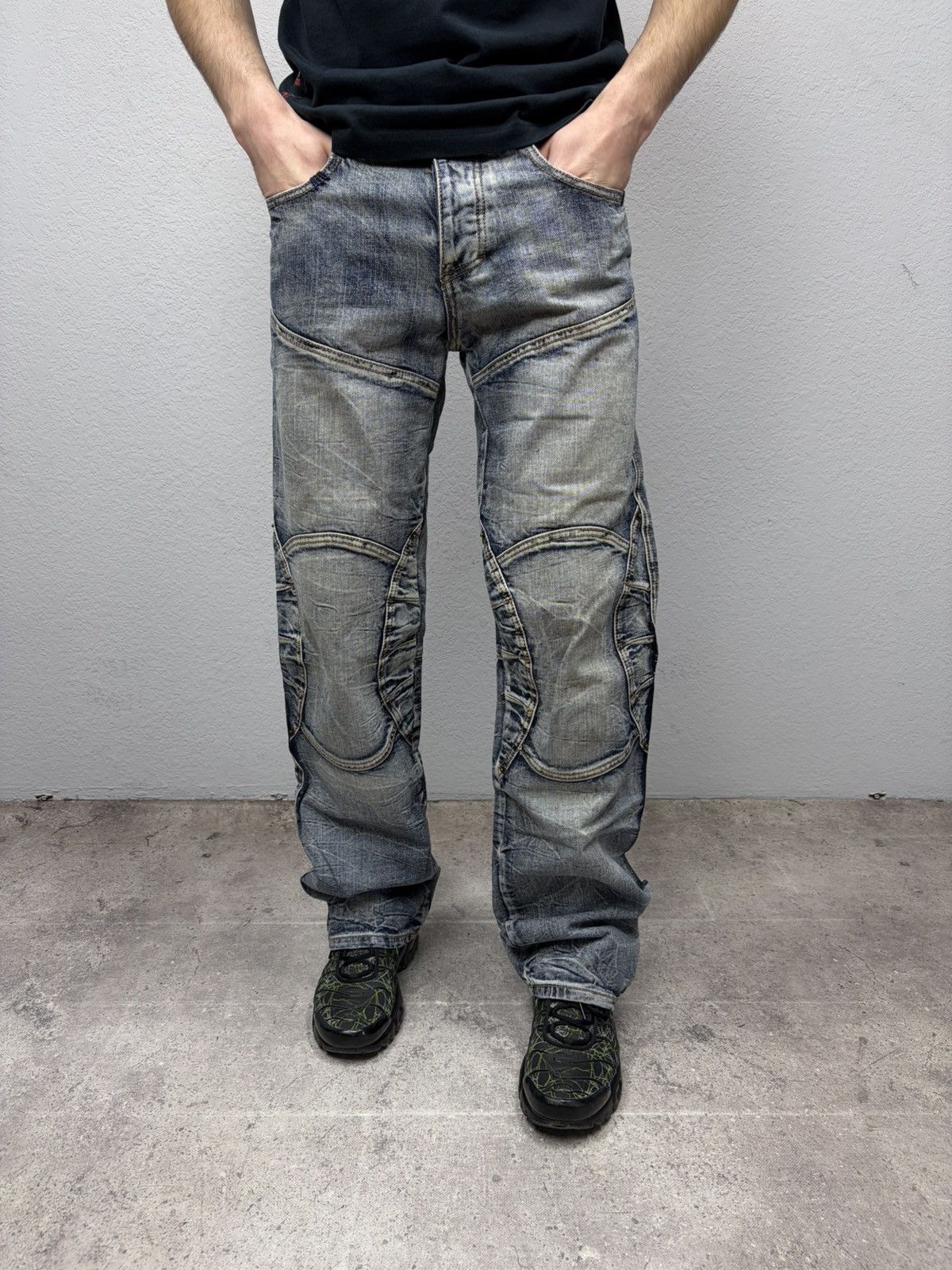 If Six Was Nine Y2K Biker Panel Denim Jeans Distressed Moto Style Archive Size US 32 / EU 48 - 4 Thumbnail