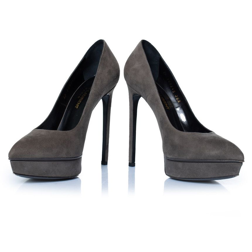 Saint Laurent Paris Saint Laurent, Grey suede janis pump Size US 6.5 / IT 36.5 - 7 Thumbnail