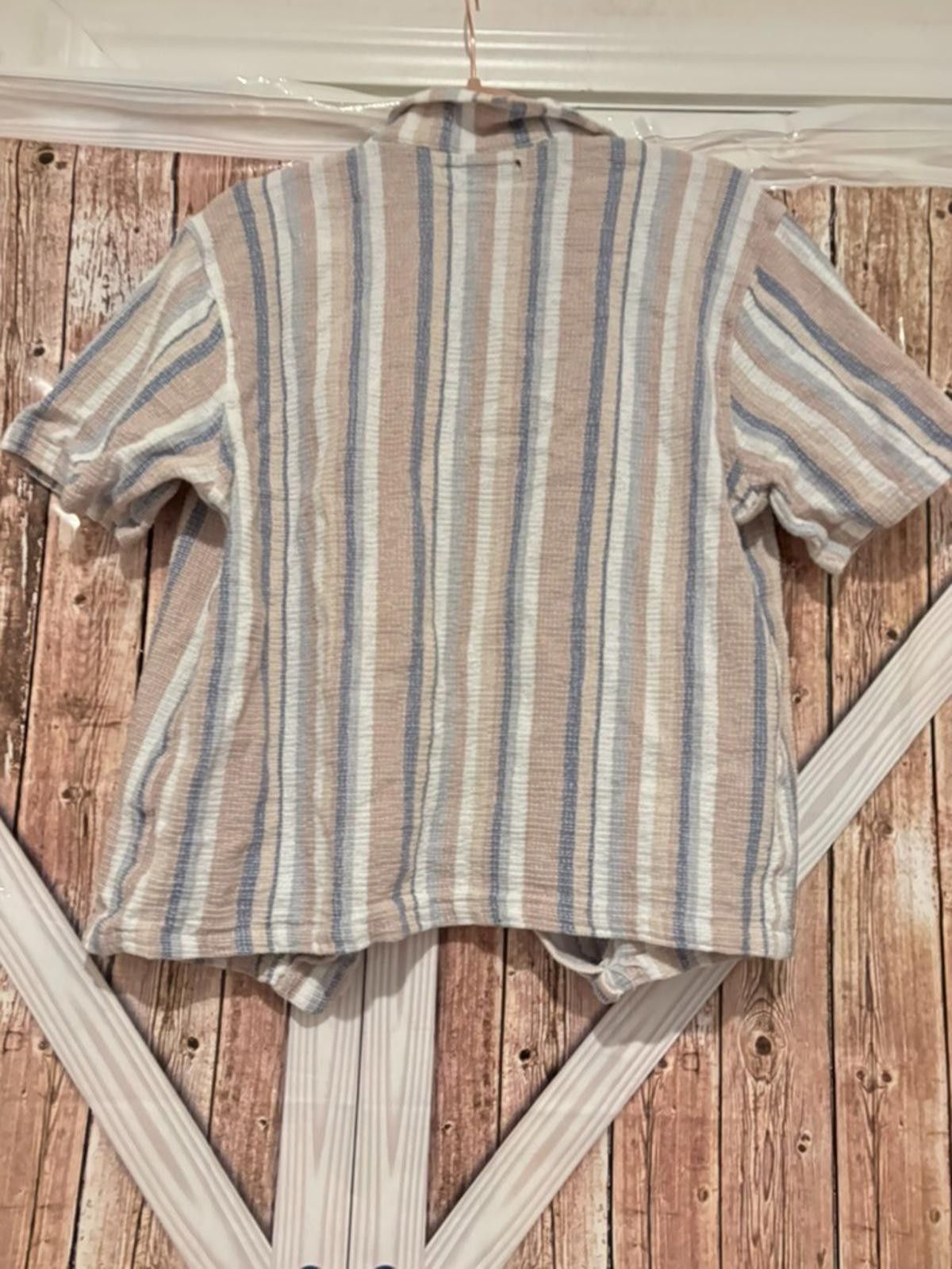 Pacsun Mens sz L Pacsun beige striped cotton collared shirt #316 Size US L / EU 52-54 / 3 - 2 Thumbnail