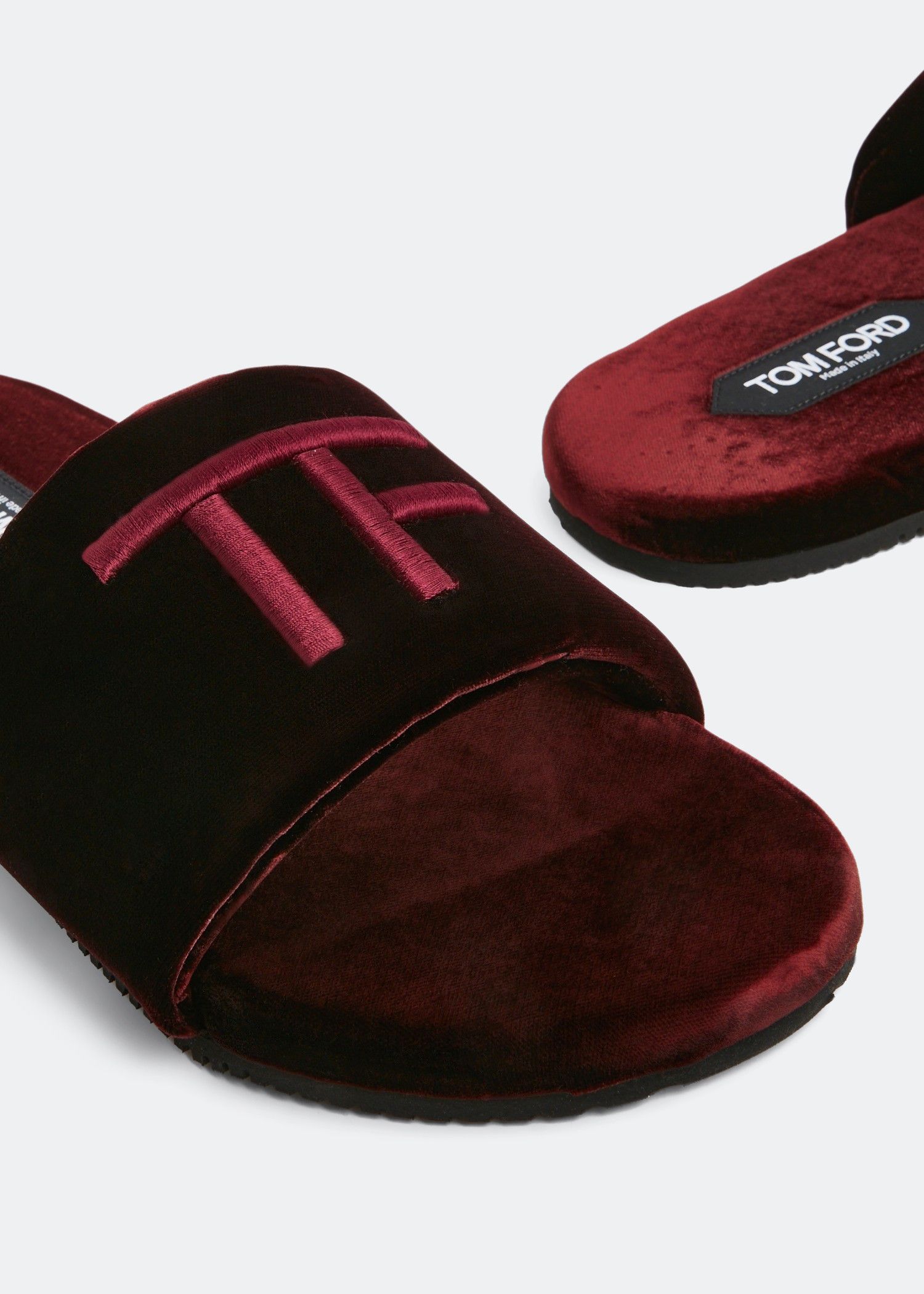 Tom Ford o1w1db11224 J1376T Velvet Slides in Burgandy Size US 8 / EU 41 - 5 Thumbnail