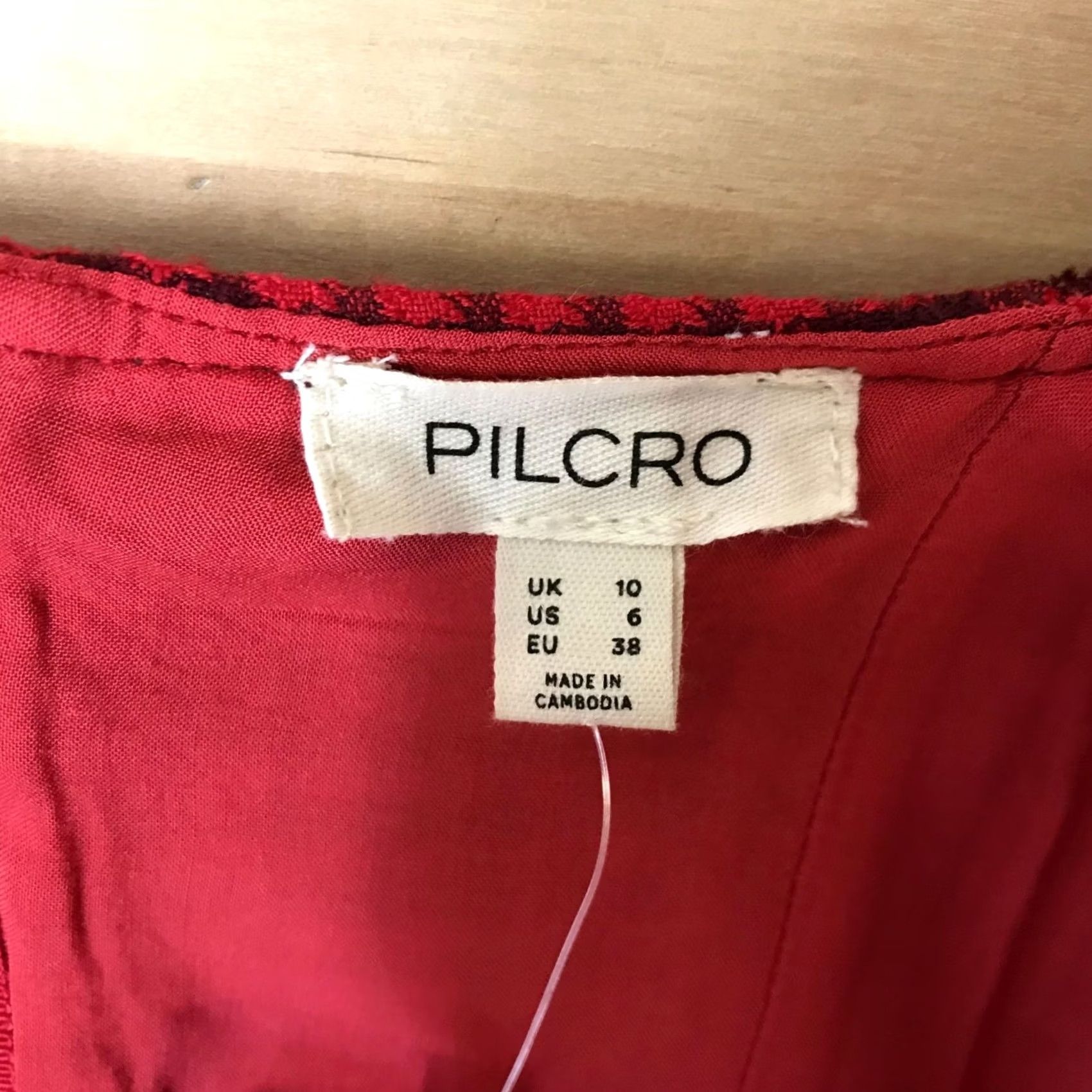 Vintage PILCRO WOMEN'S Dress Sleeveless Square Neck Red Plaid Midi 6, Shirt? Size M / US 6-8 / IT 42-44 - 7 Thumbnail