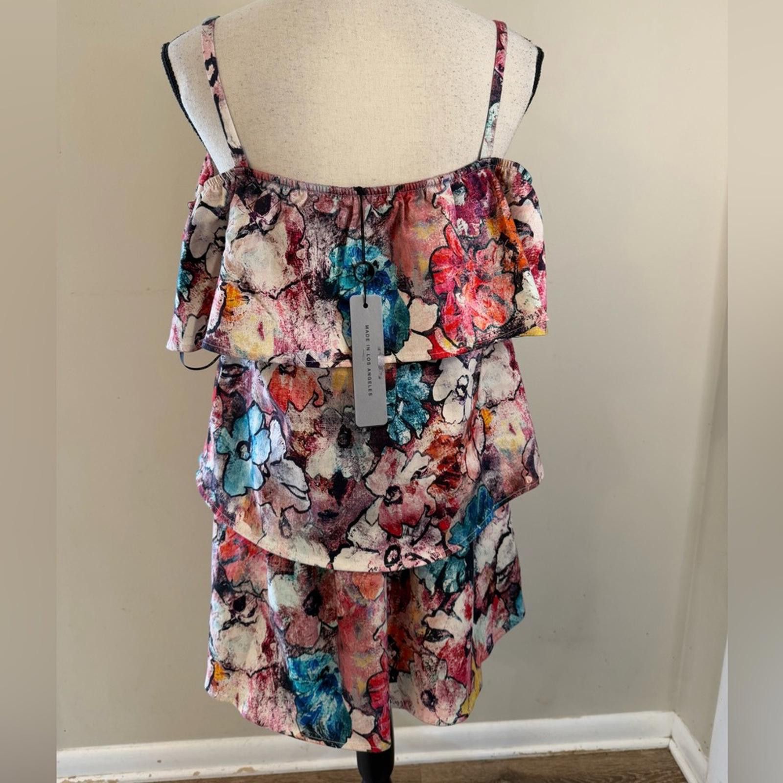 Other Black Halo Ruffled Tiered Mini Dress Floral Print SZ XS Size XS / US 0-2 / IT 36-38 - 3 Thumbnail