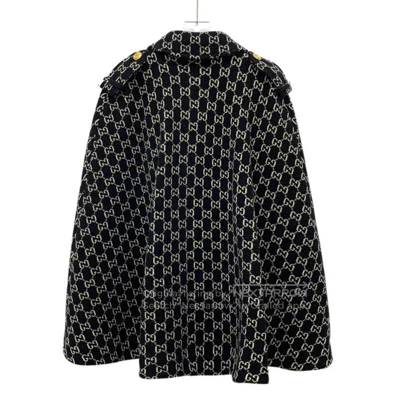Gucci Gucci Black logo jacquard full print wool lapel cloak jack Size S / US 4 / IT 40 - 2 Thumbnail