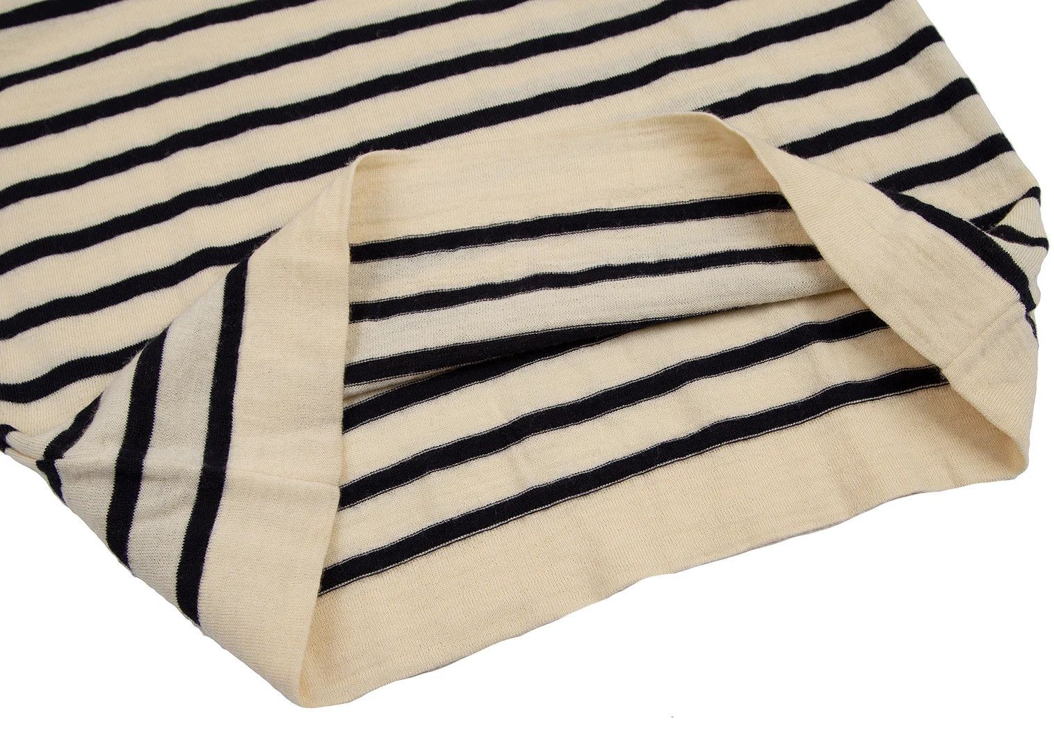 Jean Paul Gaultier Half-Zip Knit with Marine Stripe in Beige and Navy, Size 48 Size US M / EU 48-50 / 2 - 9 Thumbnail