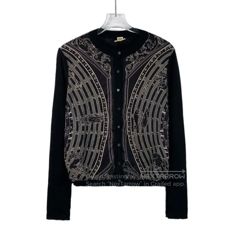 Hermes Hermes Black compass print pure silk single-breasted long- Size XXS / US 00 / IT 34 - 1 Thumbnail