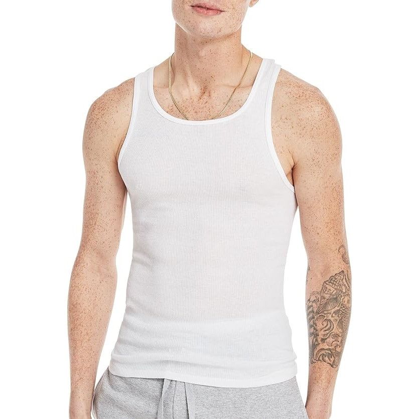 Hanes New 6-Pack Hanes Mens Large Ribbed ComfortSoft Undershirts Size ONE SIZE - 4 Thumbnail