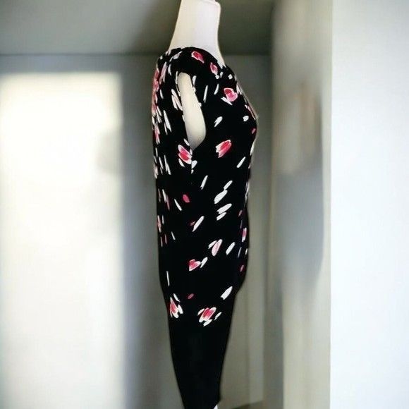 Loft Ann Taylor Loft Womens Black Pink Floral Cap Sleeve Knee Len Size S / US 4 / IT 40 - 7 Thumbnail