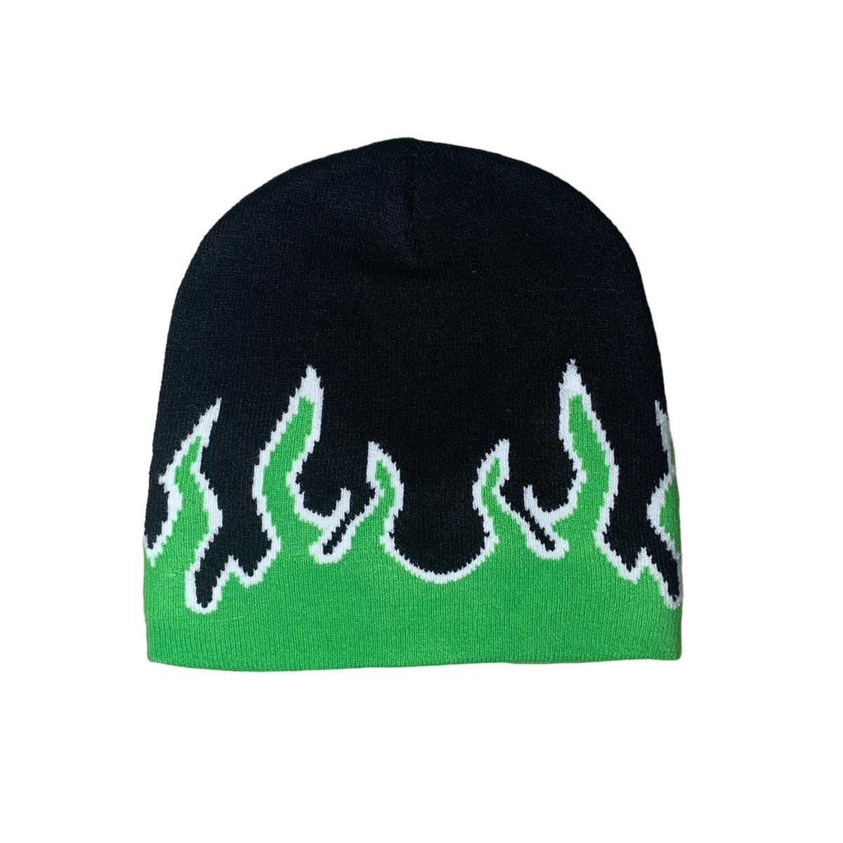 Other Green Flame Knitted Streetwear Beanie Size ONE SIZE - 1 Thumbnail