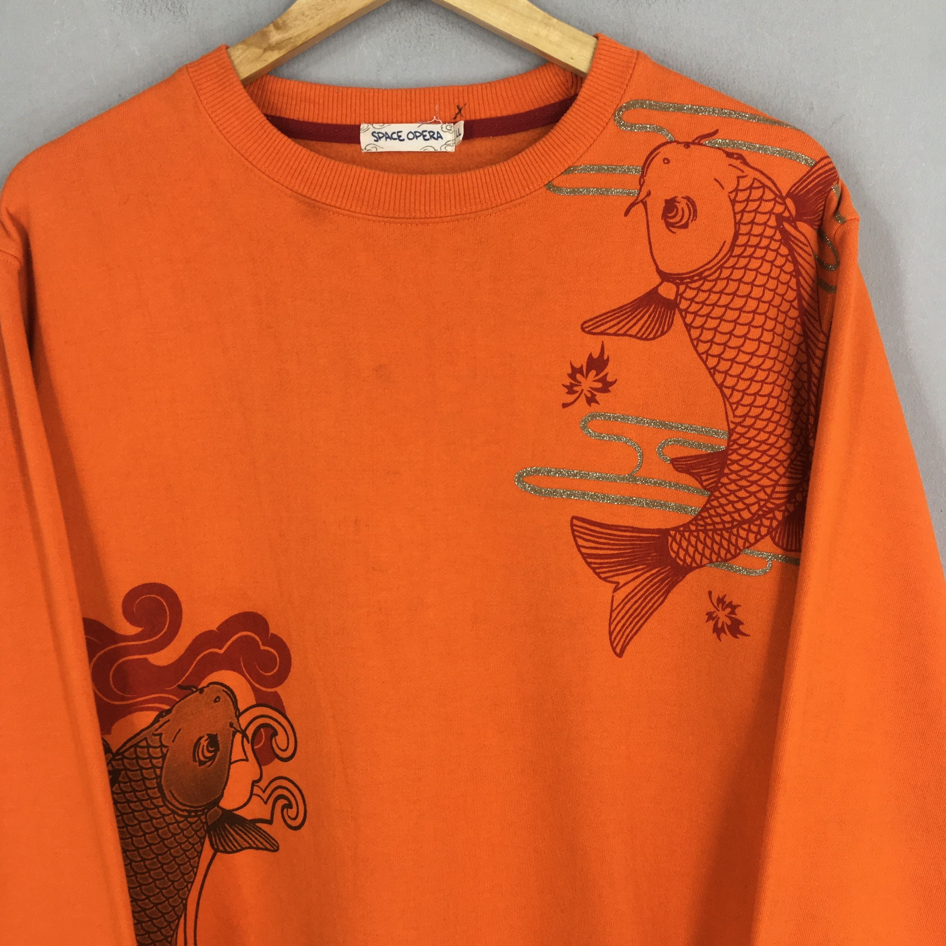 Japanese Brand × Vintage Vintage Fish Koi Sukajan Japan Orange Sweatshirt Large Size US L / EU 52-54 / 3 - 2 Thumbnail