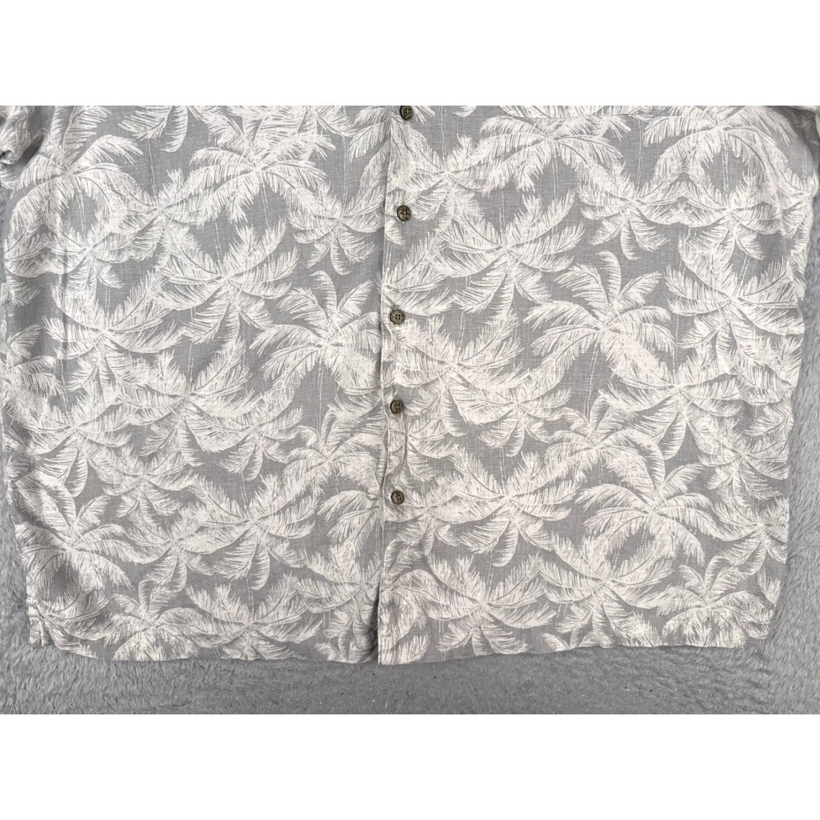 George George Mens Shirt 3XL Gray Floral Palm Leaf Hawaiian Linen Blend Button-Up Short Sleeve Vintage: No Size US XXL / EU 58 / 5 - 5 Thumbnail