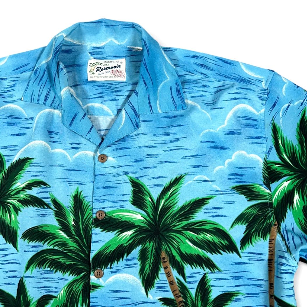 Vintage VINTAGE Reservoir Hawaiian Shirt Adult LARGE Blue Ocean Beach Palms Tropical 80s Button-Up Short Sleeve Mens Size US L / EU 52-54 / 3 - 2 Thumbnail