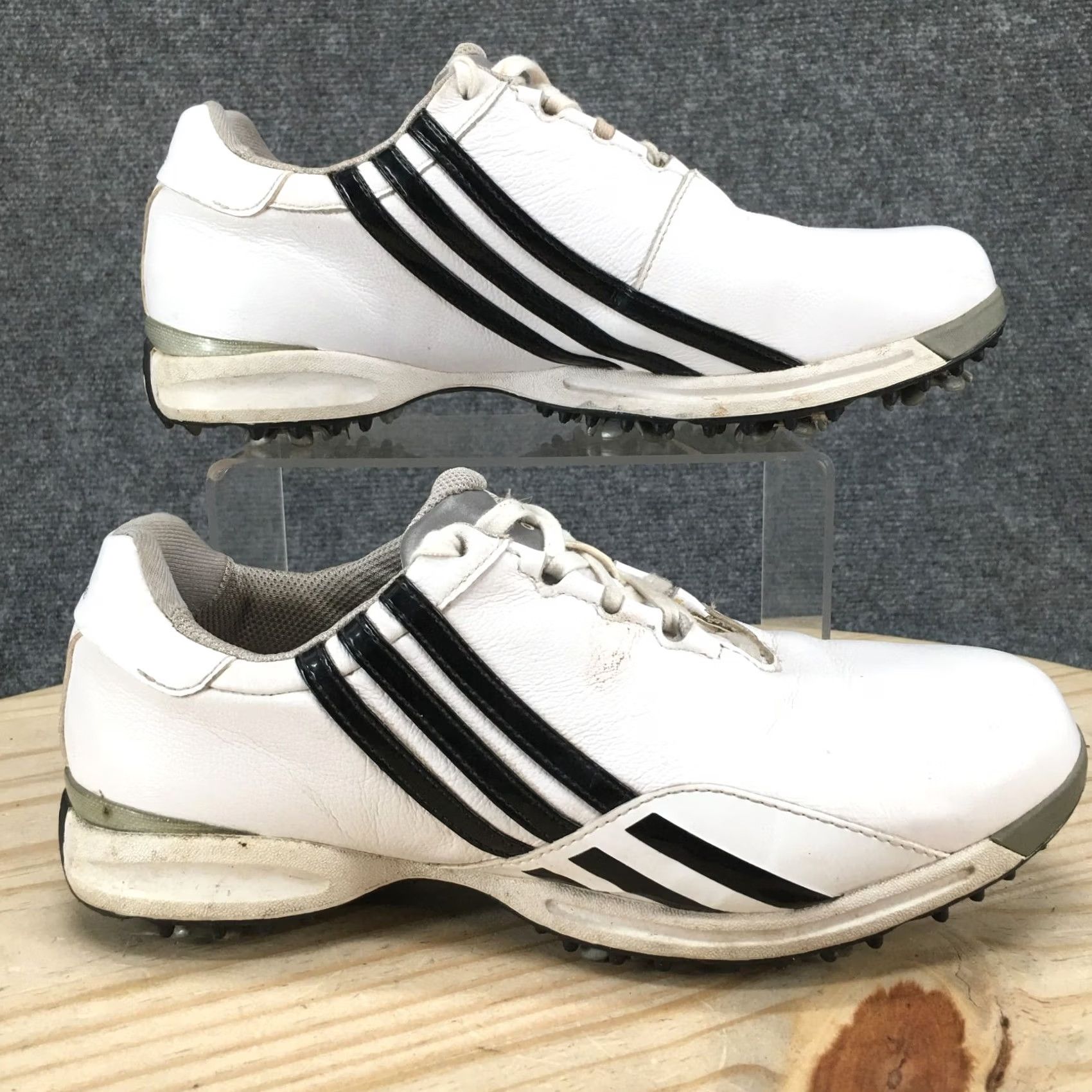 Adidas Adidas Golf Cleats Mens 7.5 White Black Stripe Driver Prima Soft Spike 737819 Size US 8 / EU 41 - 2 Thumbnail