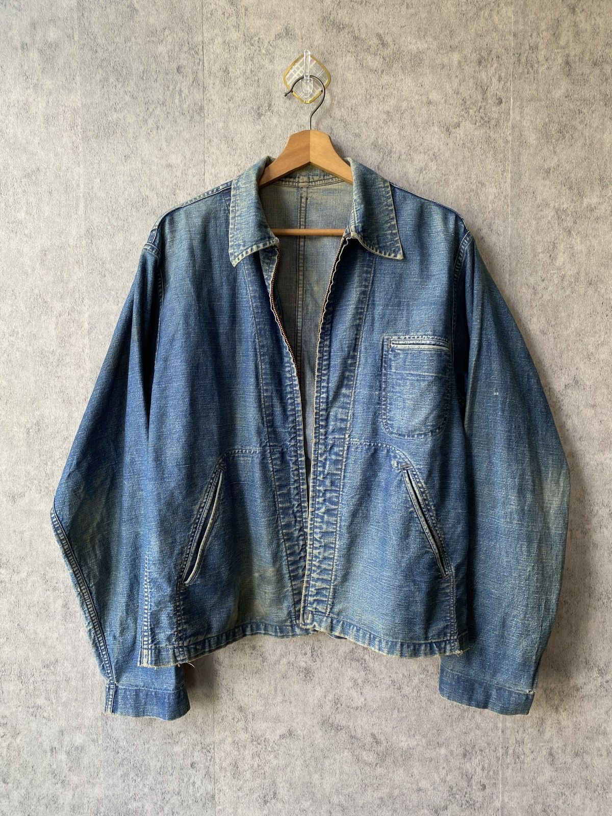 Naval Clothing Factory Vintage 50’s WMH HOFFMAN CONE MILLS Distressed Navy Jacket Size US L / EU 52-54 / 3 - 3 Thumbnail