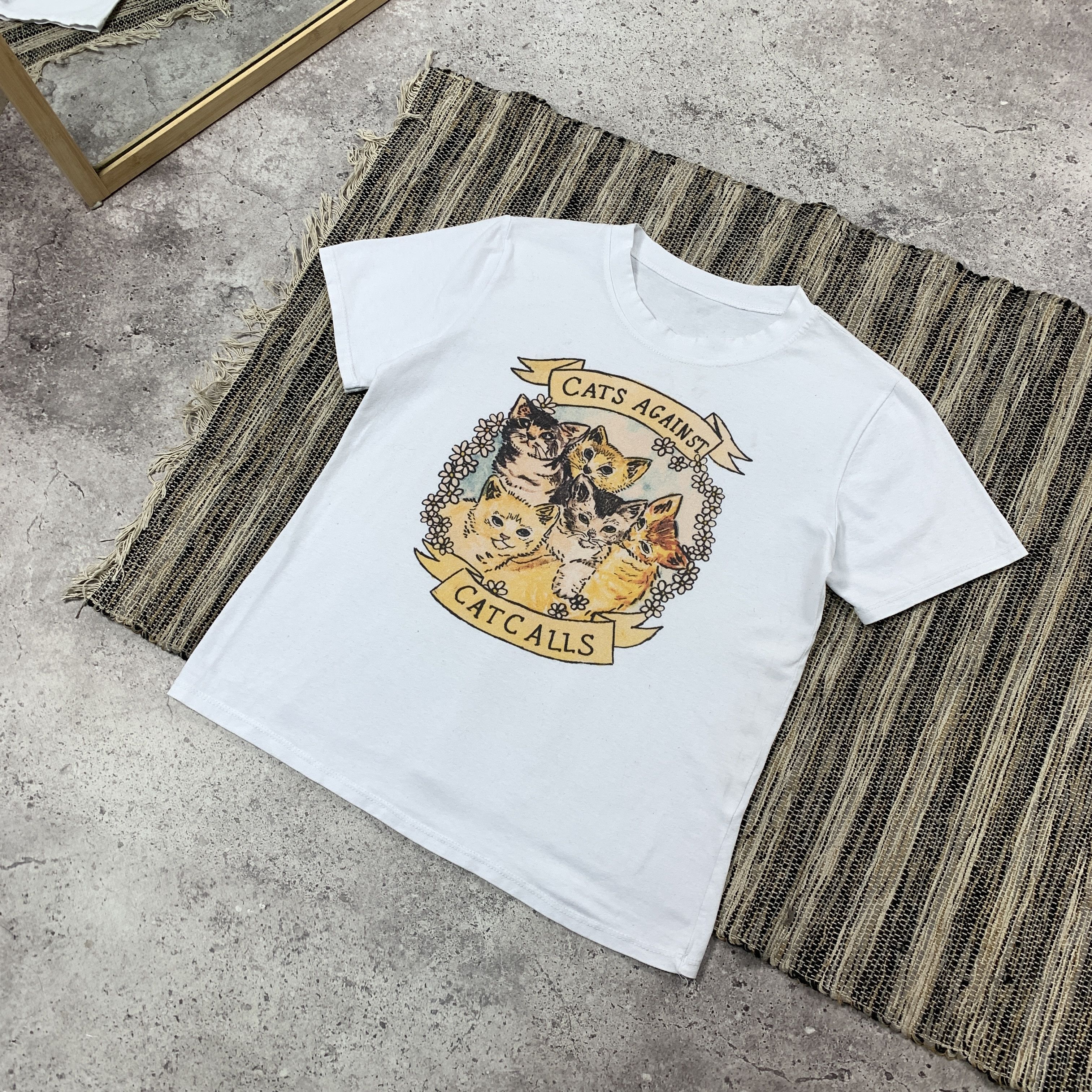 Vintage Vintage Cats Againts Catcalls 90s Graphic White Tee Shirt Size S / US 4 / IT 40 - 2 Thumbnail