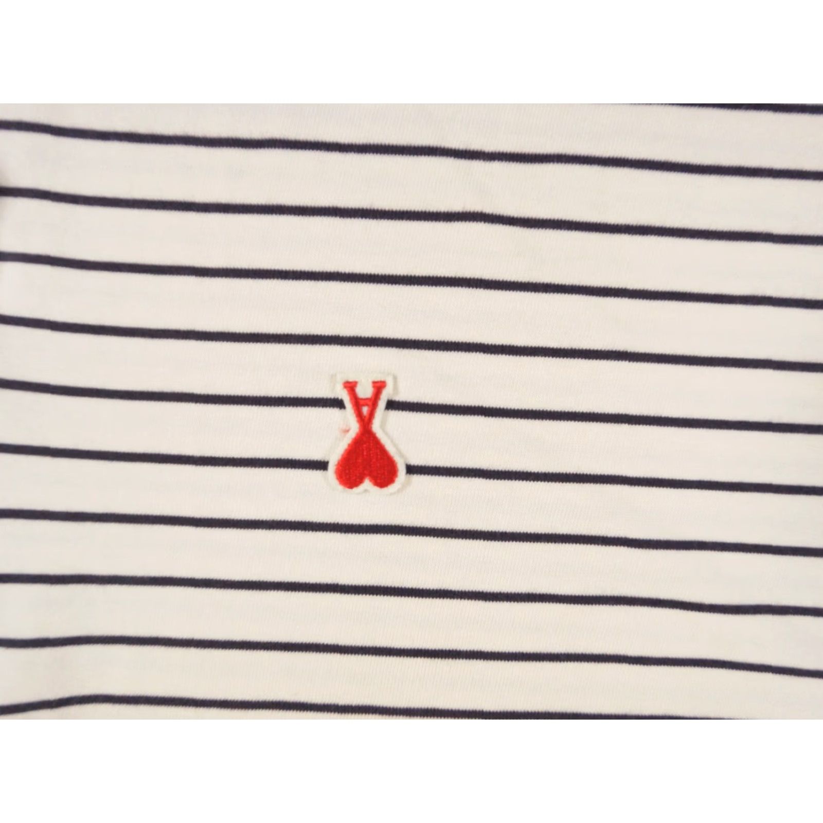 Vintage VINTAGE AMI Women's T-Shirt Long Sleeve Crew Neck Casual Knit Cotton Size Large Ivory Striped Heart Logo Size L / US 10 / IT 46 - 3 Thumbnail