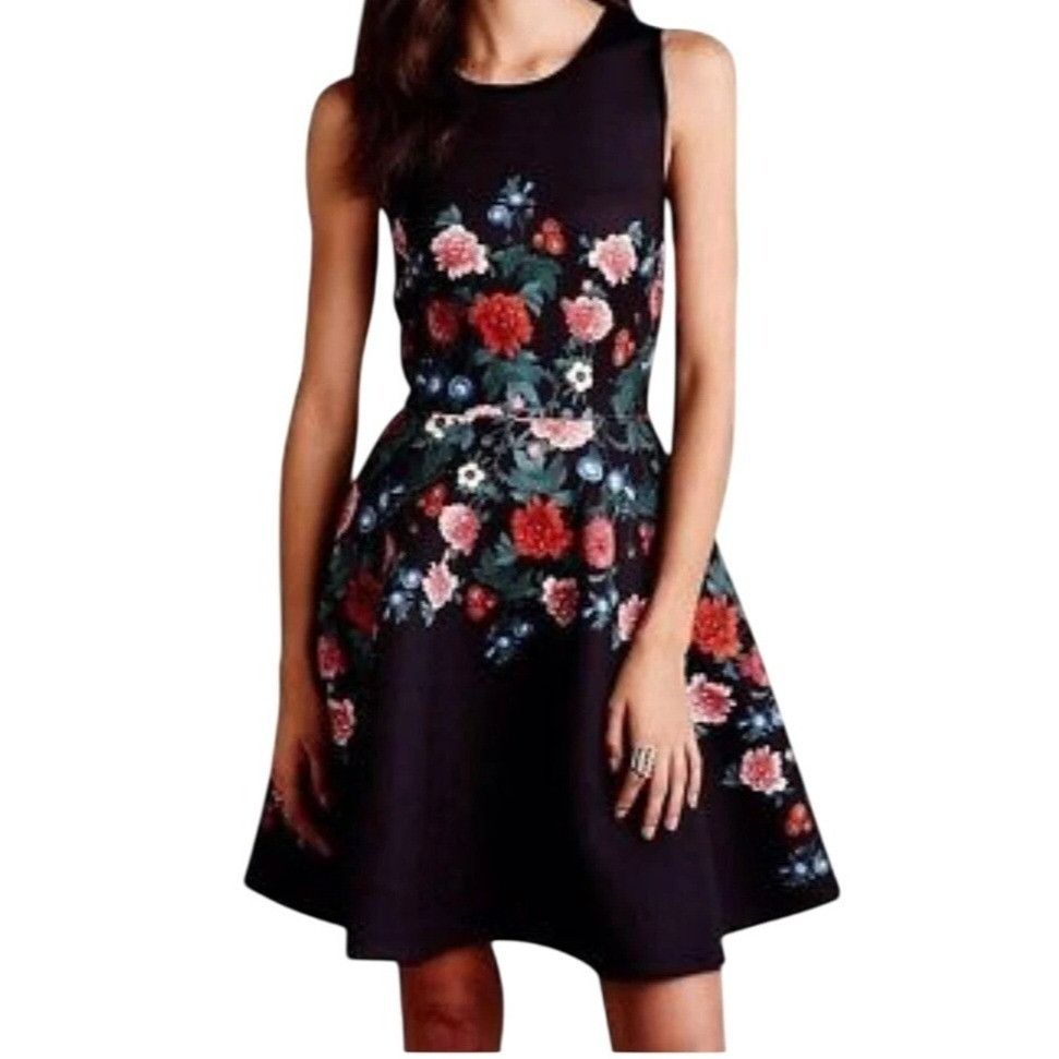 Anthropologie Anthropologie Erin Fetherston Black Floral Dress 8 Elegant P Size M / US 6-8 / IT 42-44 - 2 Thumbnail