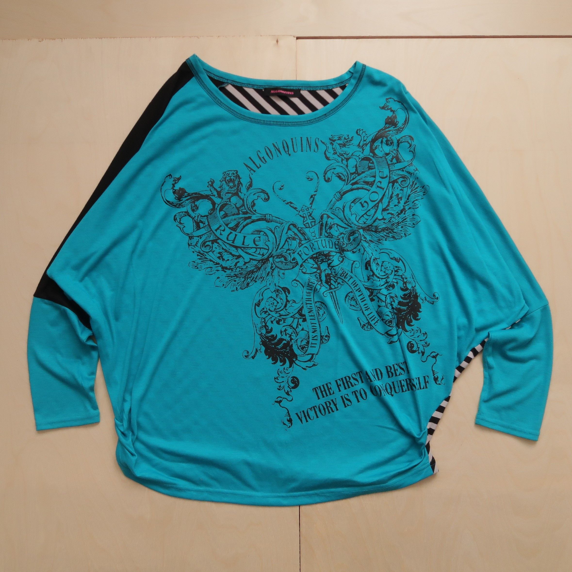 Pre-owned If Six Was Nine X Seditionaries Algonquins Street Punk Style Hybrid Poem Tee Long Sleeve In Teal