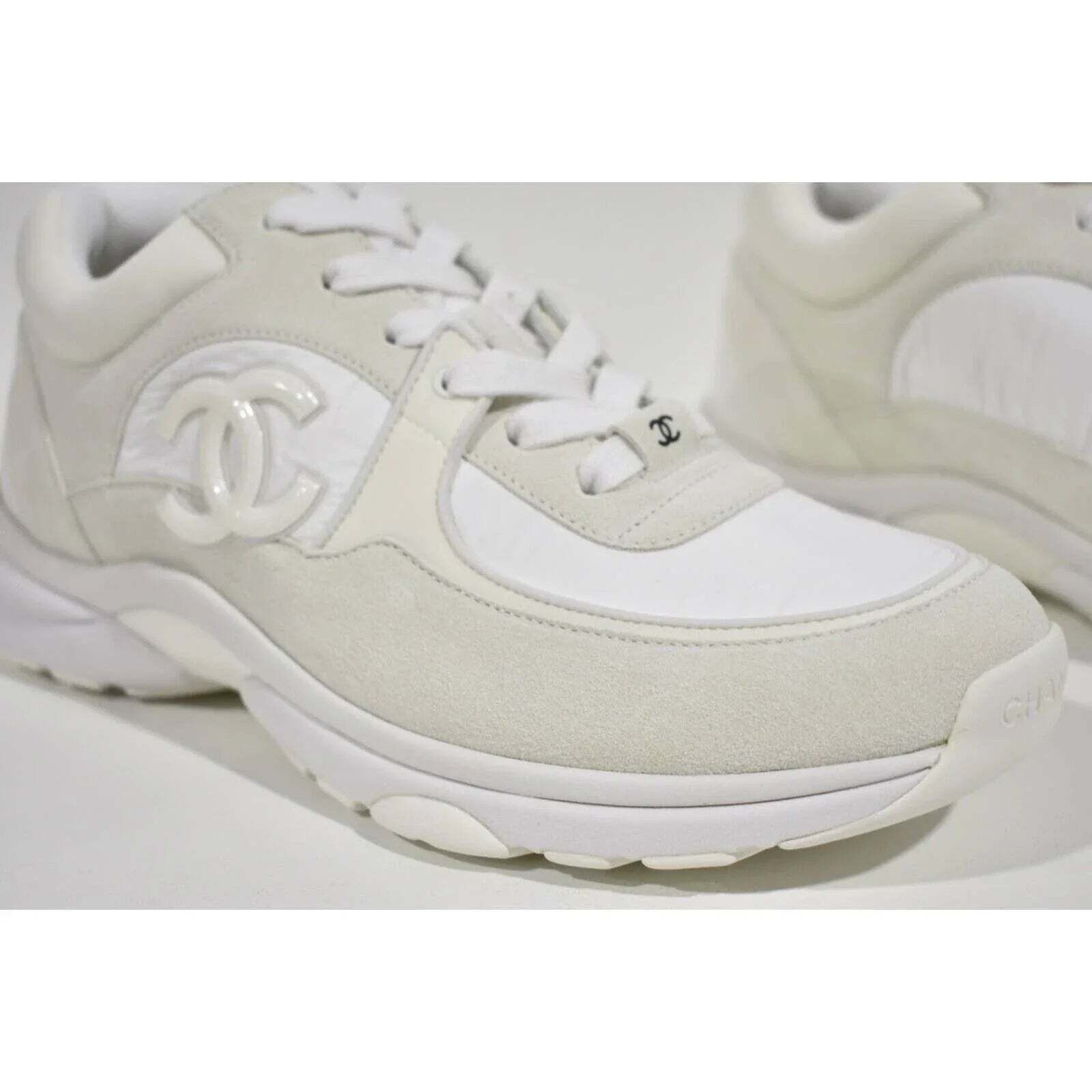 Chanel REV Classic Suede CC Lace Up Flat Runner Trainer Sneaker 37 Size US 7 / IT 37 - 4 Thumbnail
