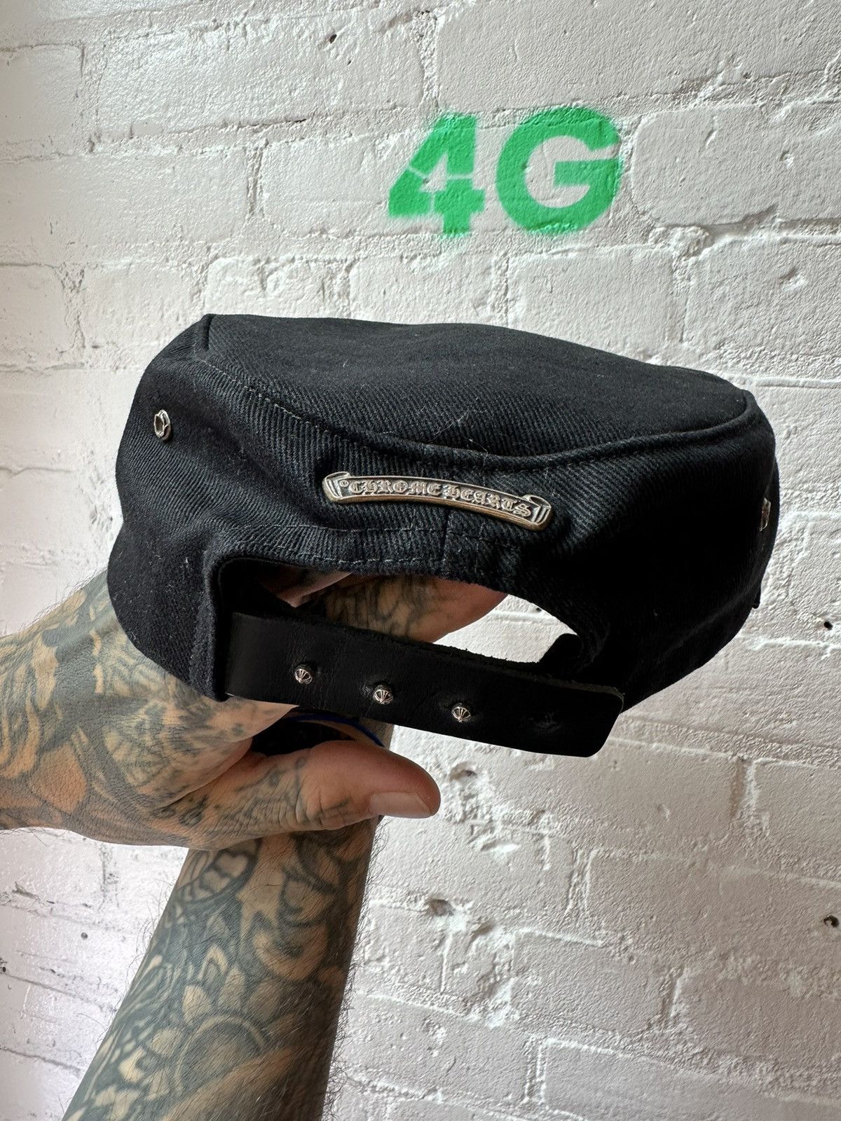 Chrome Hearts CHROME HEARTS PATCHED CONDUCTOR HAT Size ONE SIZE - 3 Thumbnail