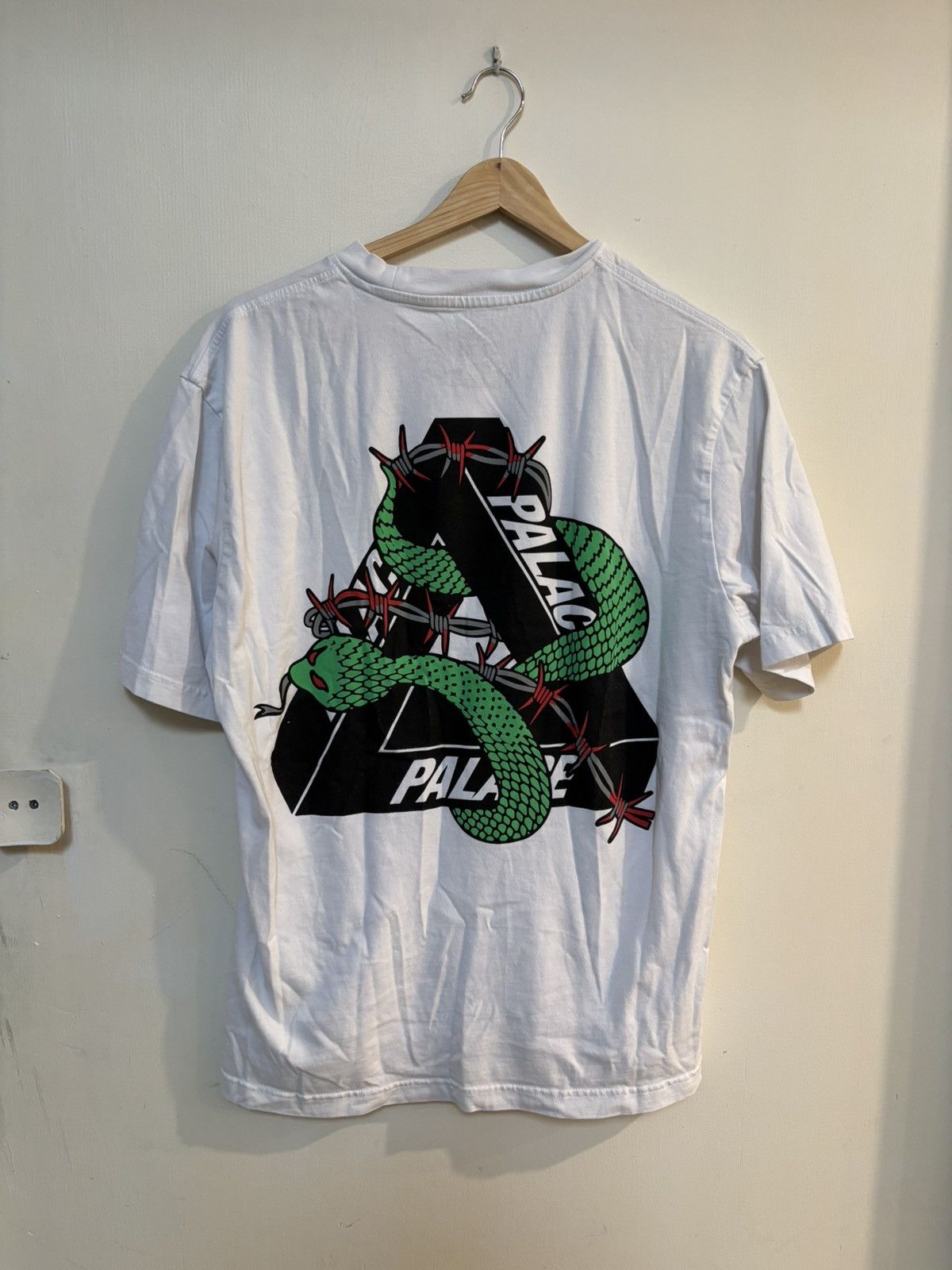 Palace Palace Snake Triangle Tee White & Green | Grailed
