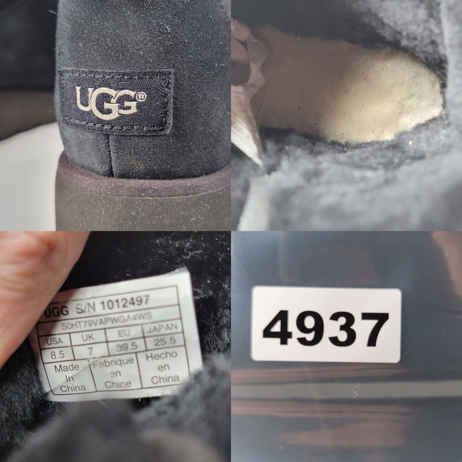 Ugg VINTAGE UGG Kristin Ankle Boots Black Suede 1012497 Women's Size 9.5/39.5 Leather Sheepskin Lining Slip-On Wedge Heel Size US 10 / IT 40 - 9 Thumbnail