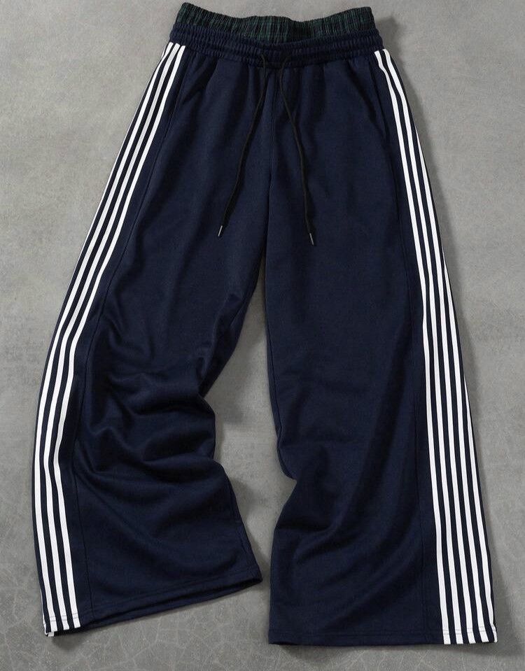 Japanese Brand Wide Leg Track Pants - Double Waistband Plaid Detail Size US 29 - 1 Thumbnail