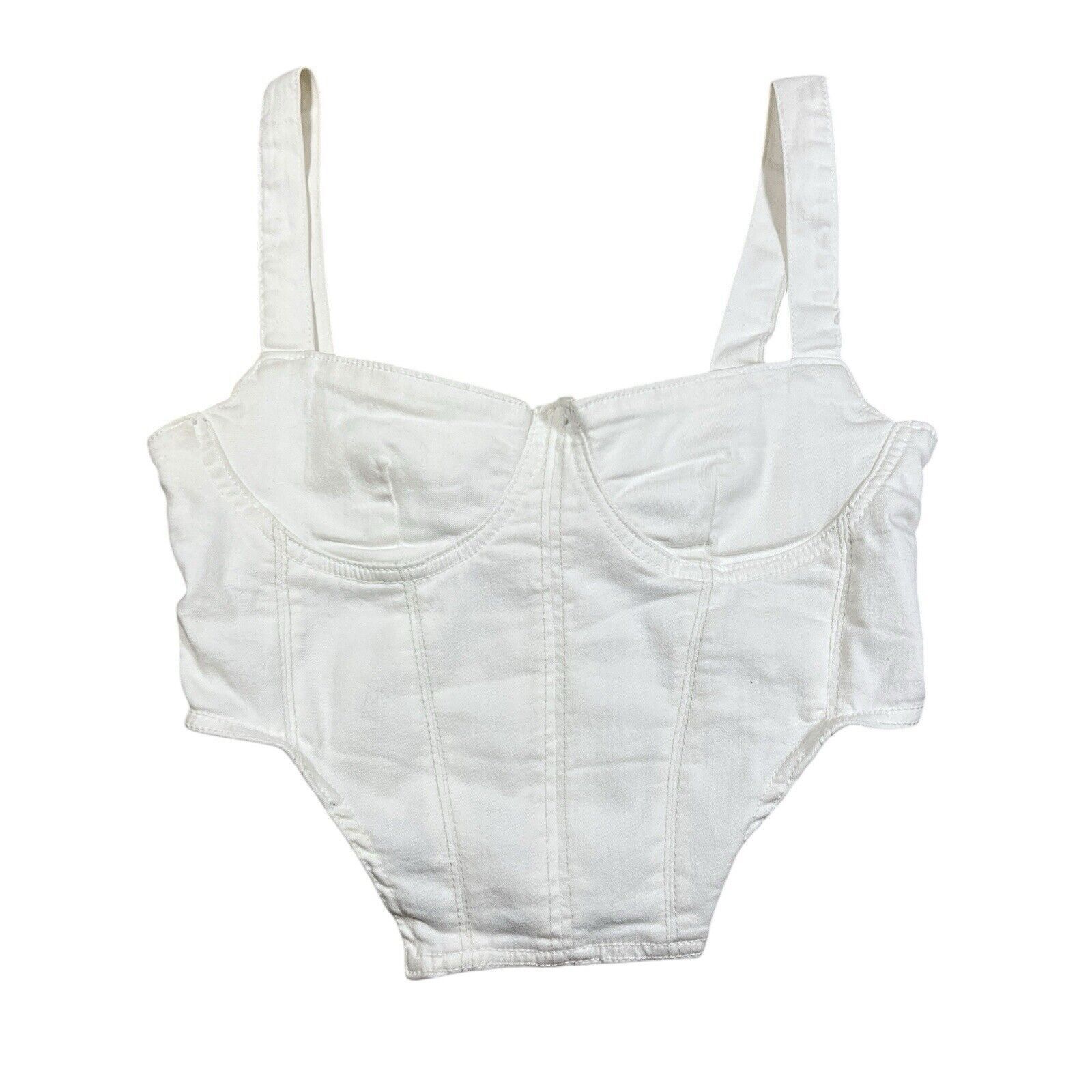Zara Zara White Denim Corset Top Cropped Size Large Gothic Bridal Size L / US 10 / IT 46 - 1 Thumbnail