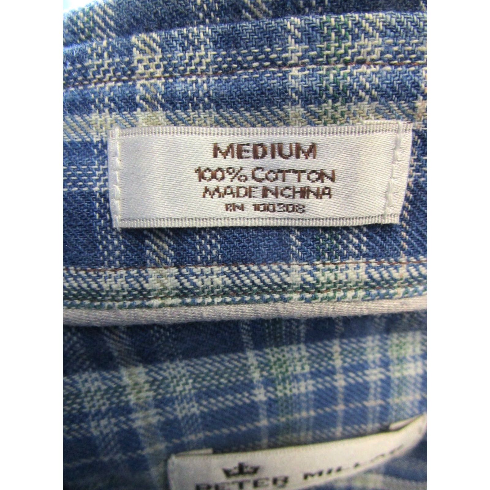 Peter Millar VINTAGE Peter Millar Mountainside Shirt Mens Medium Blue Plaid Cotton Knit Flannel Button-Up M Mens Size US M / EU 48-50 / 2 - 4 Thumbnail